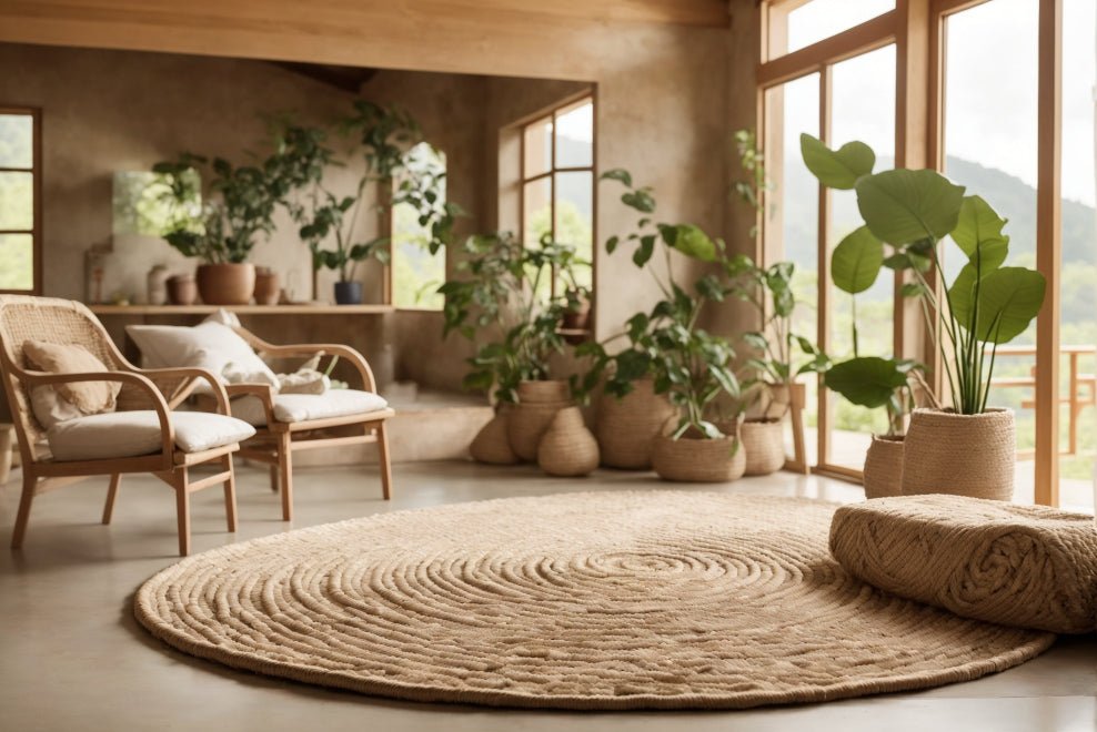 Round rug in a village living room