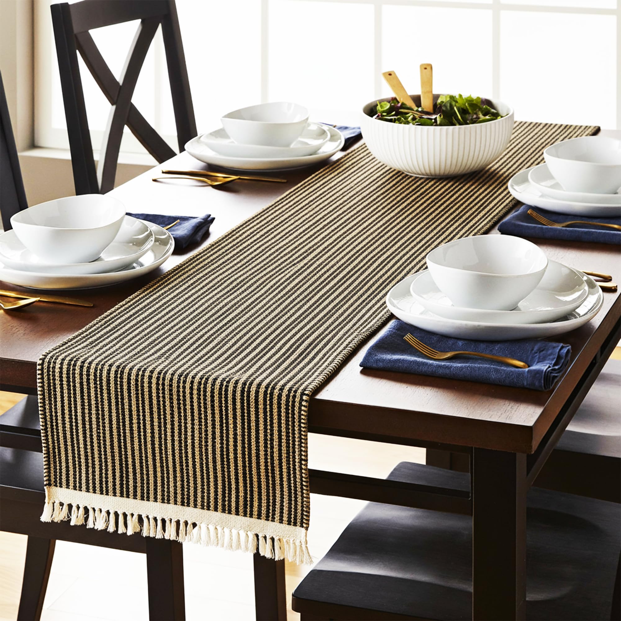 Eco Crave Natural Jute Table Runner 12x55 Inch – Hand Woven Rustic Farmhouse Dining Table Decor, 0.25 Inch Thick Eco Friendly Boho Burlap Style Runner for Kitchen Wedding Party Holiday Use