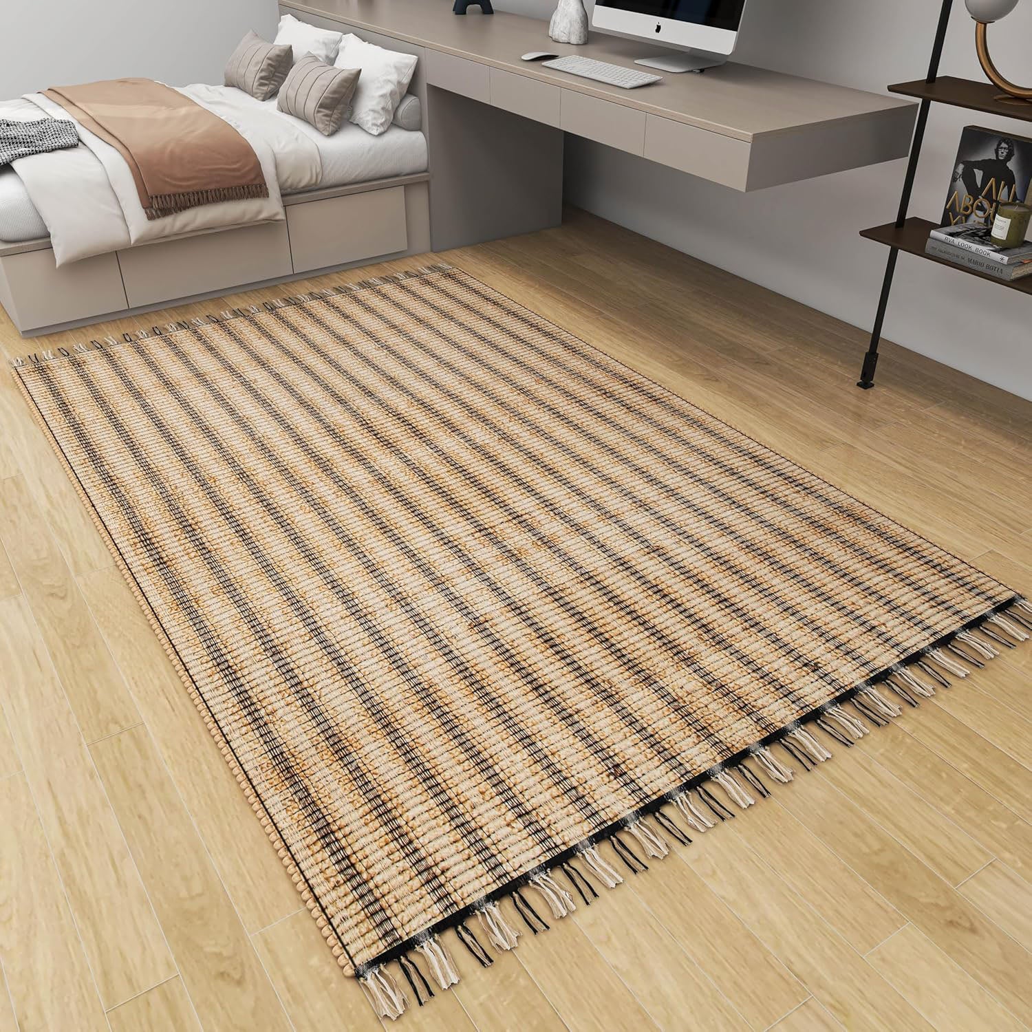 Eco Crave Jute Area Rug, 6'x9' Handwoven Braided Natural Fiber Carpet – Durable 0.5-Inch Thick Rug for Living Room, Bedroom, Kitchen, Dining, and Farmhouse Décor