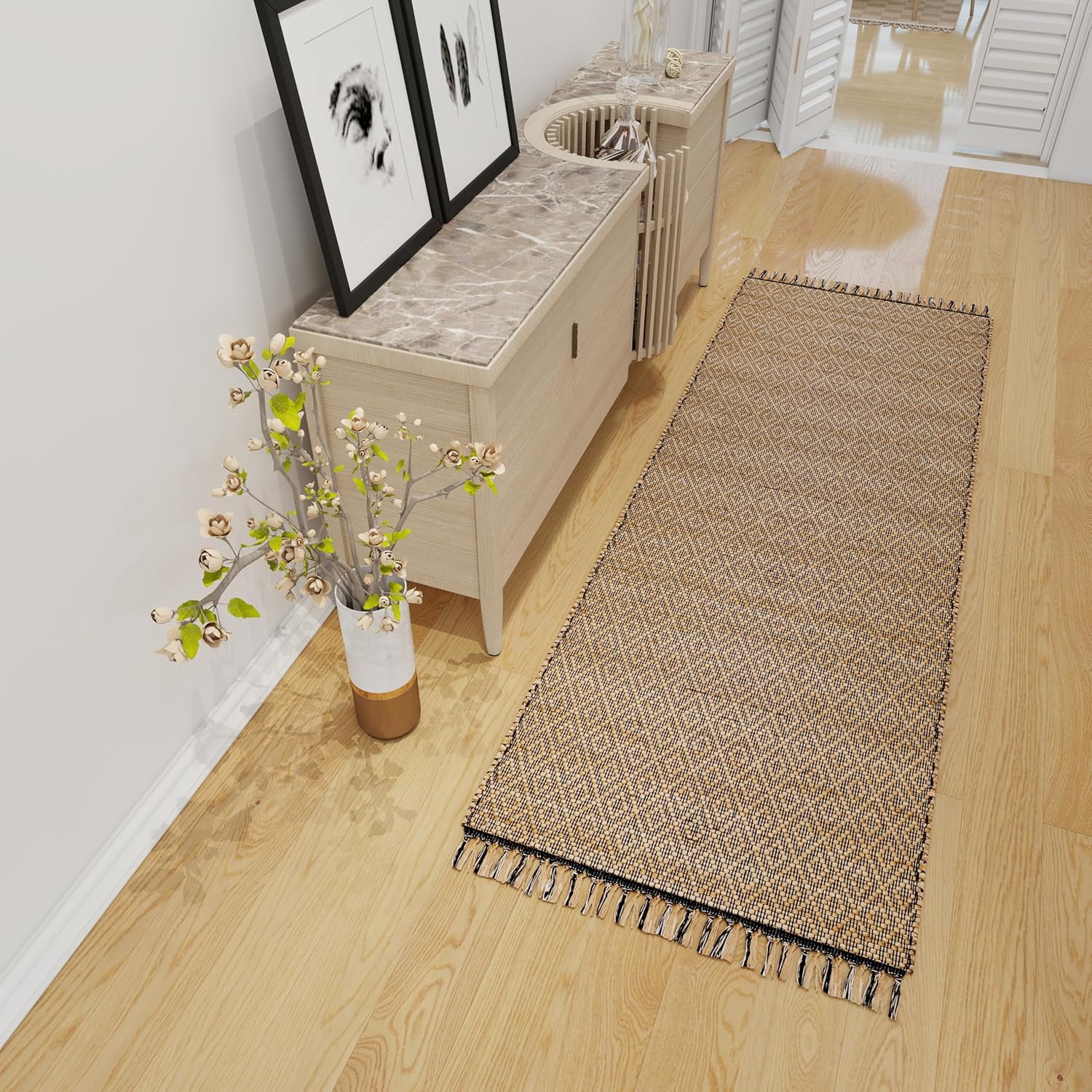 Eco Crave Jute Rug, 2.6'x8' – Natural Handwoven Low-Pile Area Carpet for Entryway, Kitchen, and Bathroom – Premium Modern Indoor Décor Accent