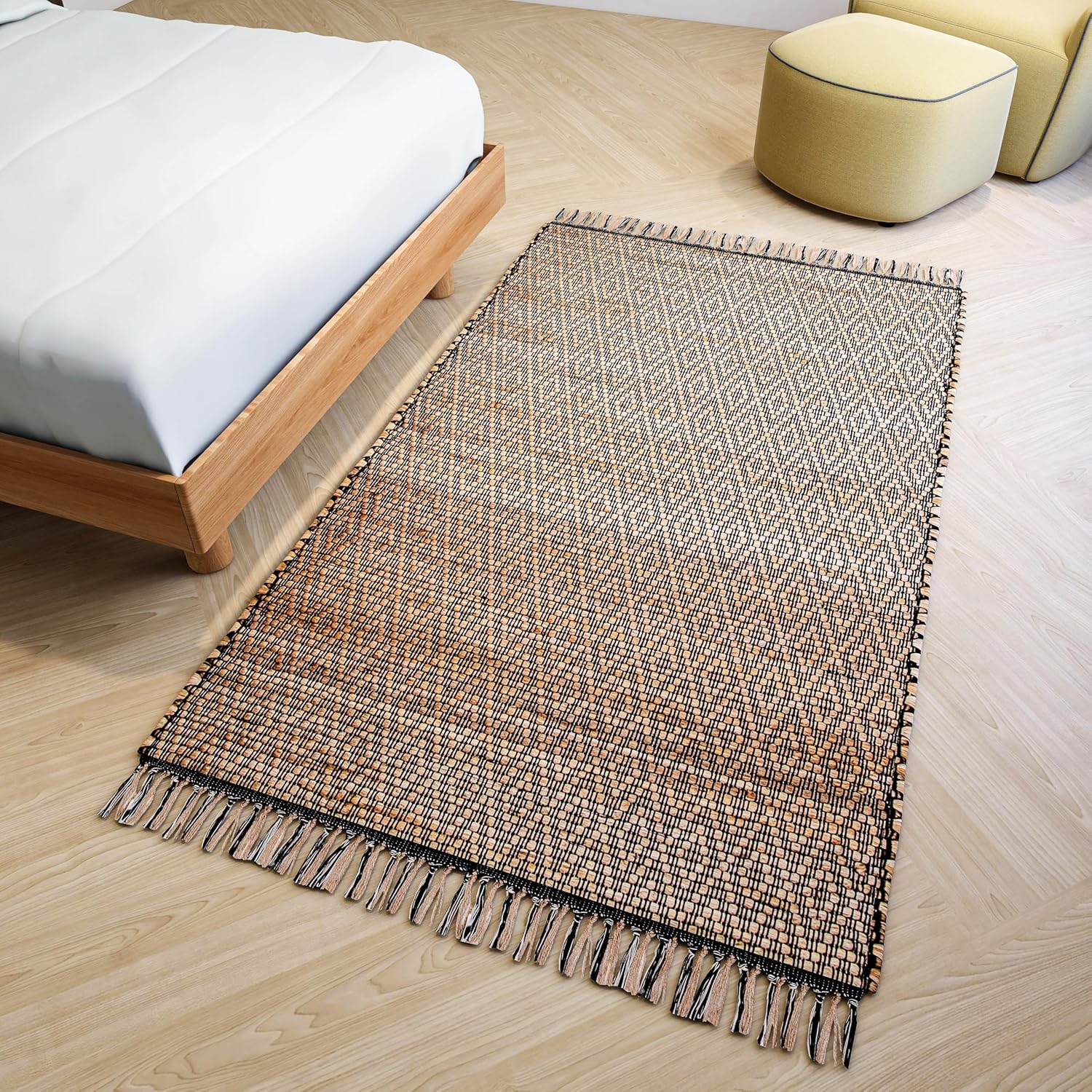 Natural Jute Area Rug, 4'x6' – Handwoven Premium Accent Carpet for Living Room, Bedroom, Kitchen, and Dining – Durable Farmhouse Style Décor