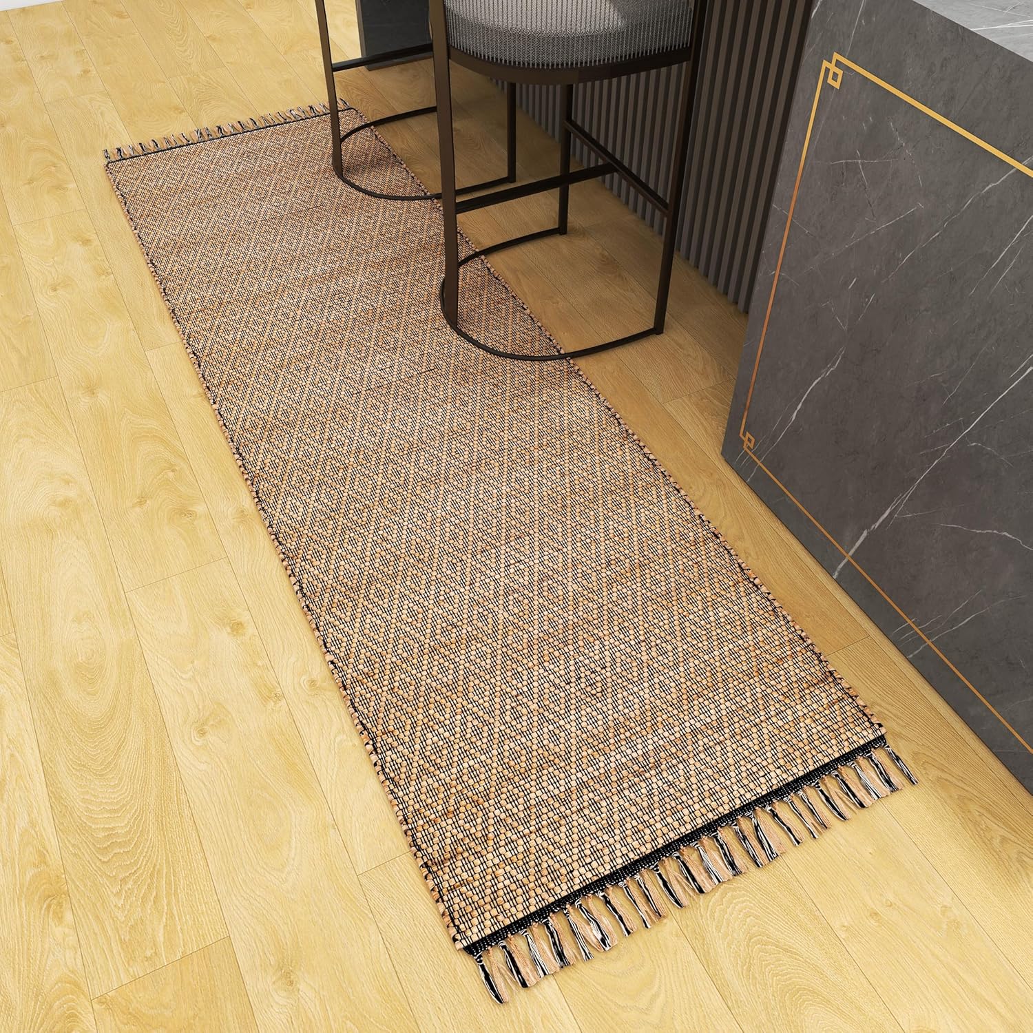 Eco Crave Jute Rug, 2.6'x8' – Natural Handwoven Low-Pile Area Carpet for Entryway, Kitchen, and Bathroom – Premium Modern Indoor Décor Accent