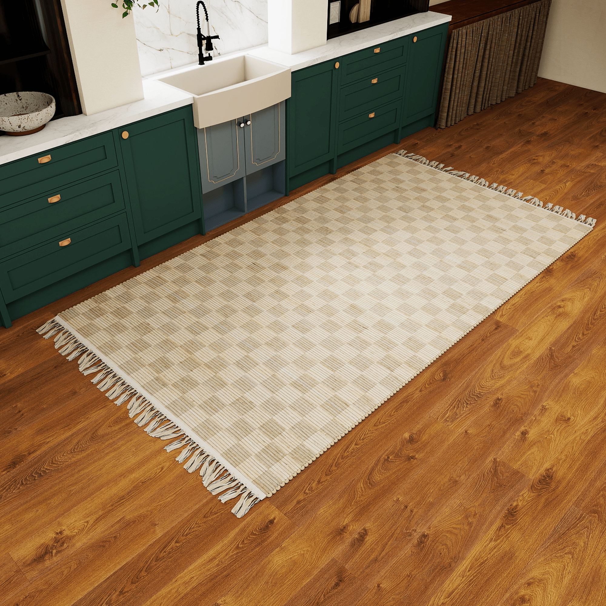 Natural Braided Jute Rug, 6'x9' Handwoven Geometric Eco-Friendly Carpet – Thick Indoor Modern Design for Living Room, Bedroom, Kitchen, Dining, and Farmhouse Décor