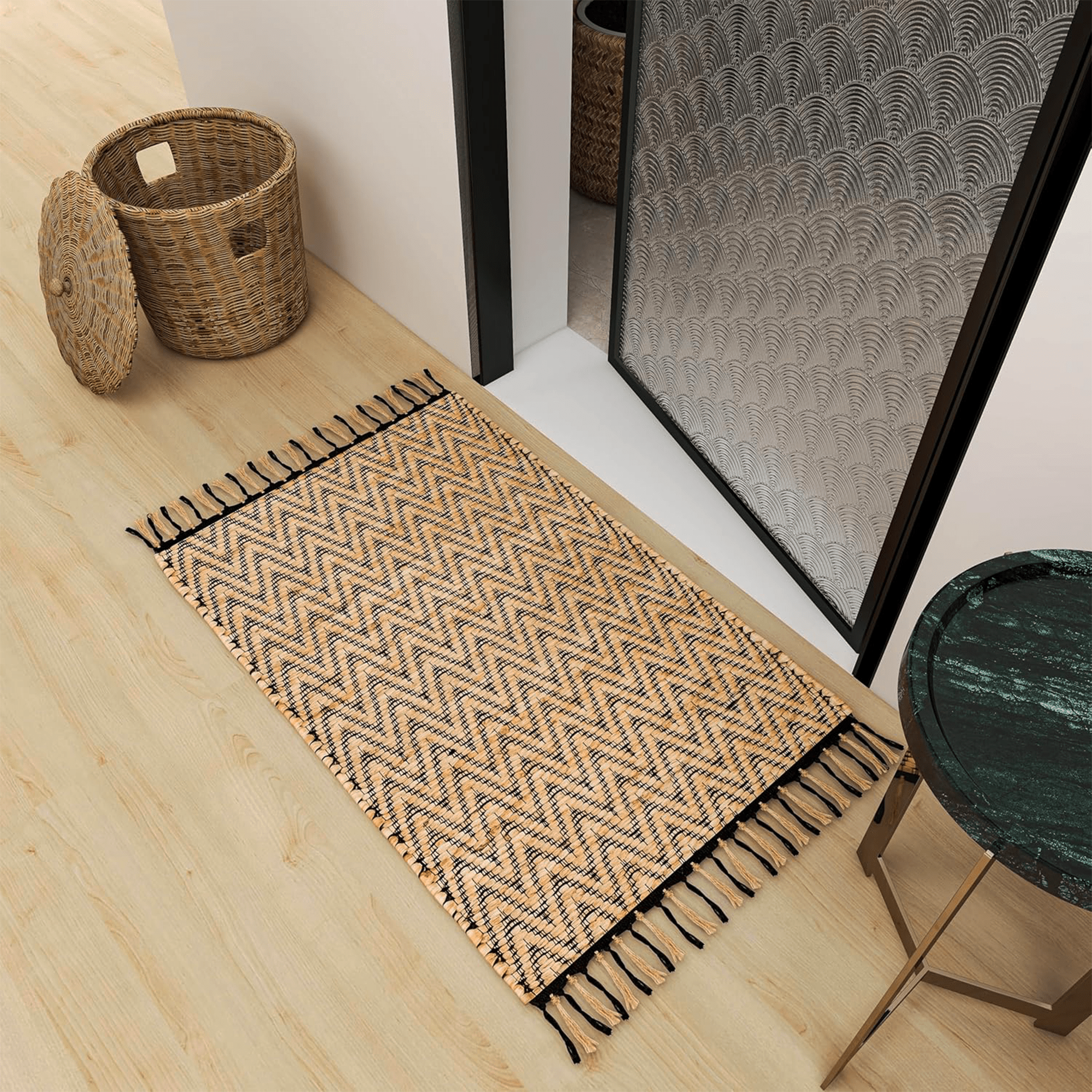 2x3 Ft Natural Handwoven Jute Rug – Premium Vintage Modern Farmhouse-Style Area Carpet for Living Room, Bedroom, Kitchen, and Entryway Décor