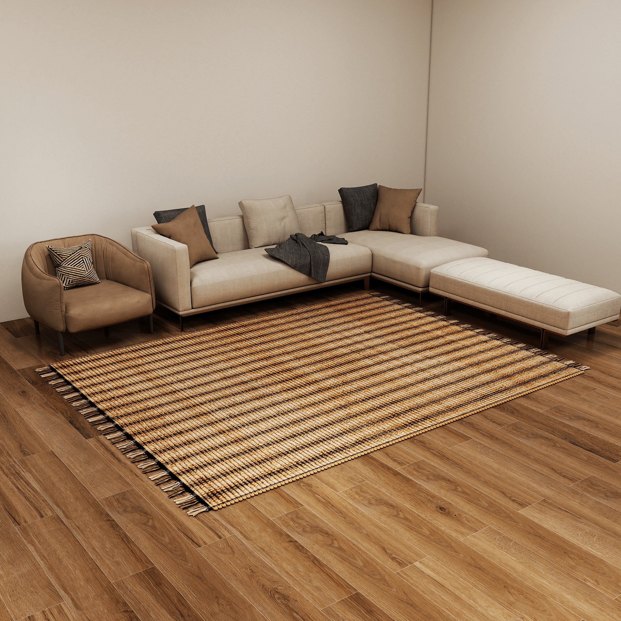 Handwoven Jute Area Rug, 9'x12' – Eco-Friendly Vintage Modern Natural Carpet for Living Room, Bedroom, Dining, and Entryway Décor