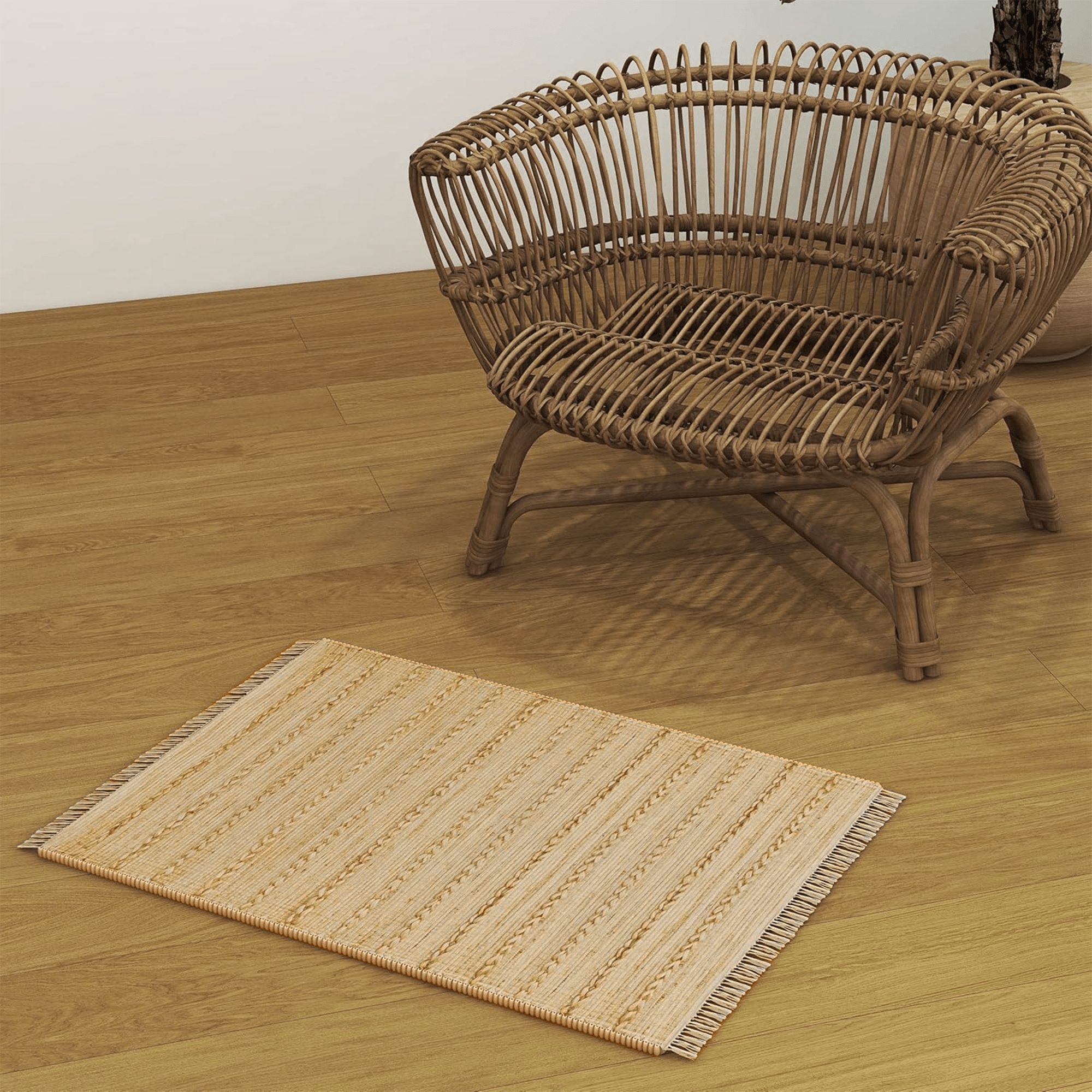 Handwoven 2x3 Ft Jute Rug – Natural Low-Pile Indoor Area Rug for Entryway, Kitchen, Bathroom – Traditional Bohemian Farmhouse Accent Décor
