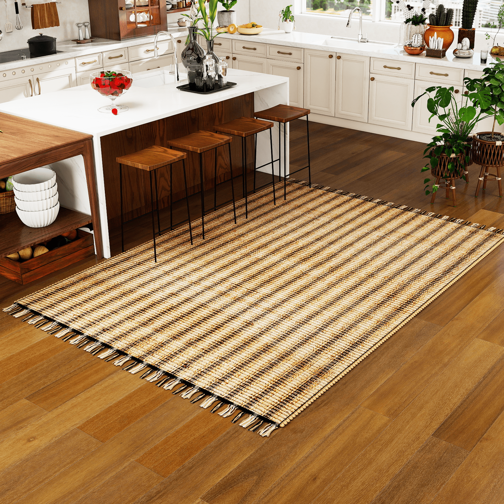 Handwoven Jute Area Rug, 9'x12' – Eco-Friendly Vintage Modern Natural Carpet for Living Room, Bedroom, Dining, and Entryway Décor