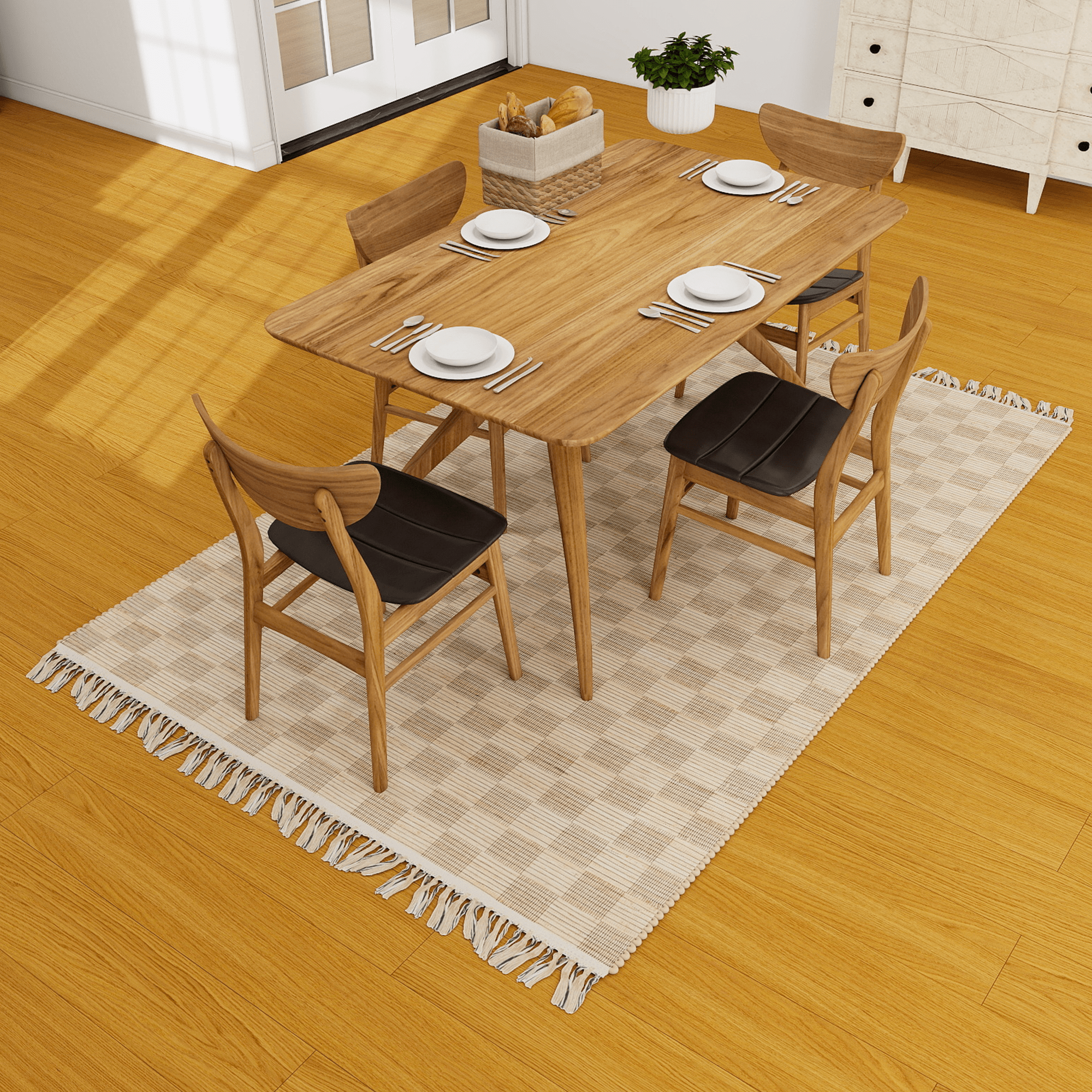 Natural Braided Jute Rug, 6'x9' Handwoven Geometric Eco-Friendly Carpet – Thick Indoor Modern Design for Living Room, Bedroom, Kitchen, Dining, and Farmhouse Décor