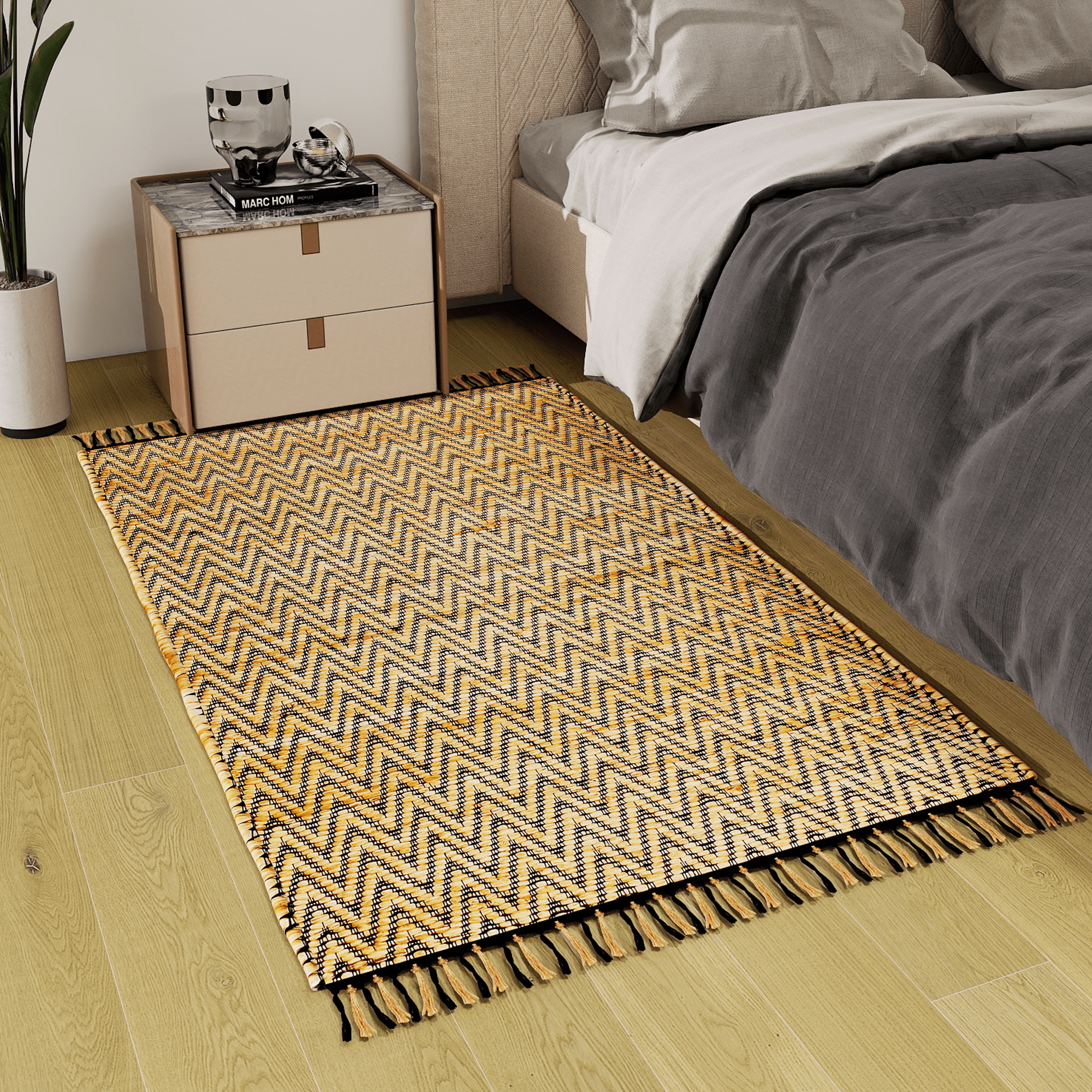 4x6 Ft Natural Jute Rug – Handwoven Vintage Modern Accent Carpet for Bedroom, Entryway, Living Room, Dining Room, Kitchen, and Office Décor
