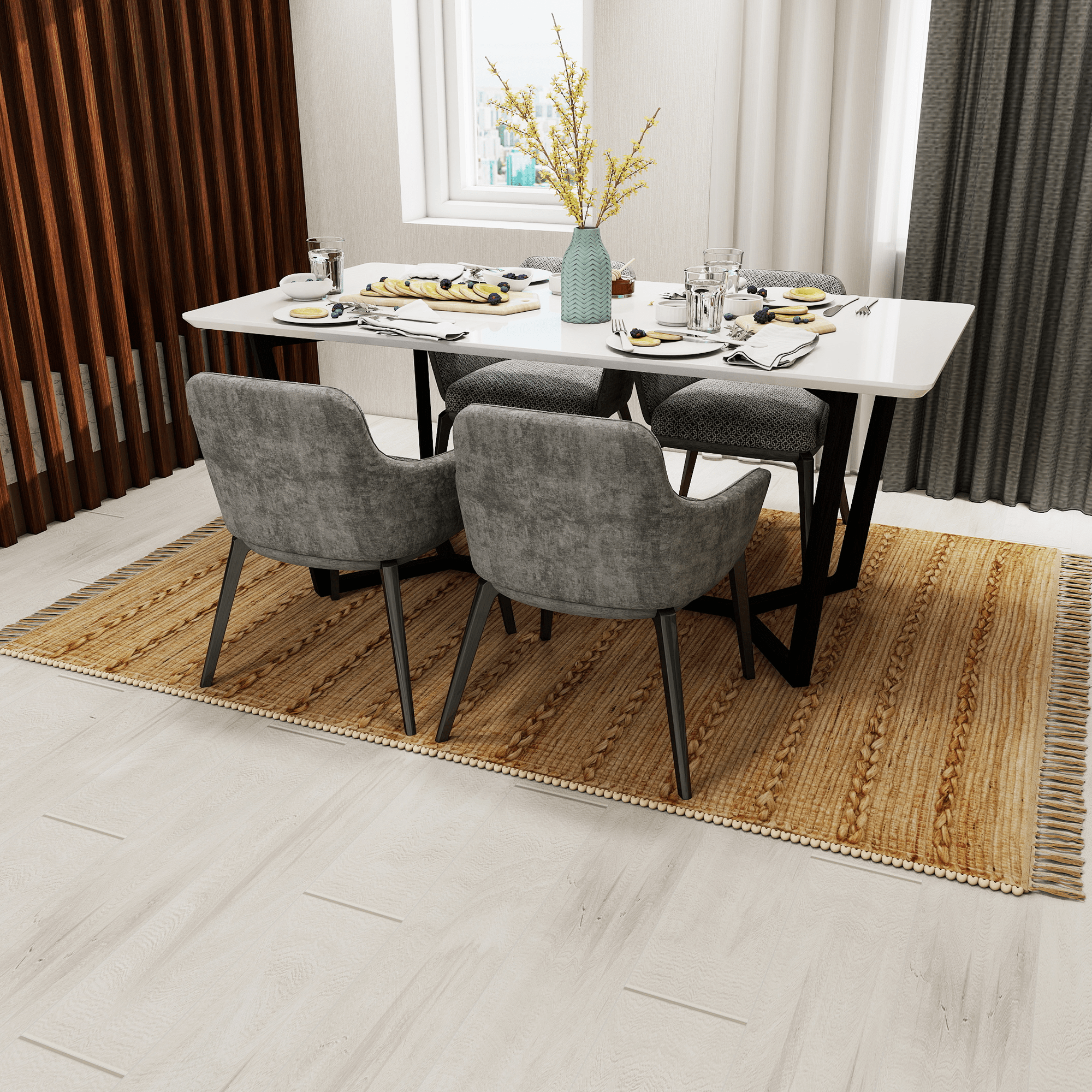 Handwoven Jute Area Rug, 5'x8' Natural Bohemian Eco-Friendly Indoor Carpet – 0.5-Inch Thick Durable Rug for Living Room, Bedroom, and Farmhouse Décor