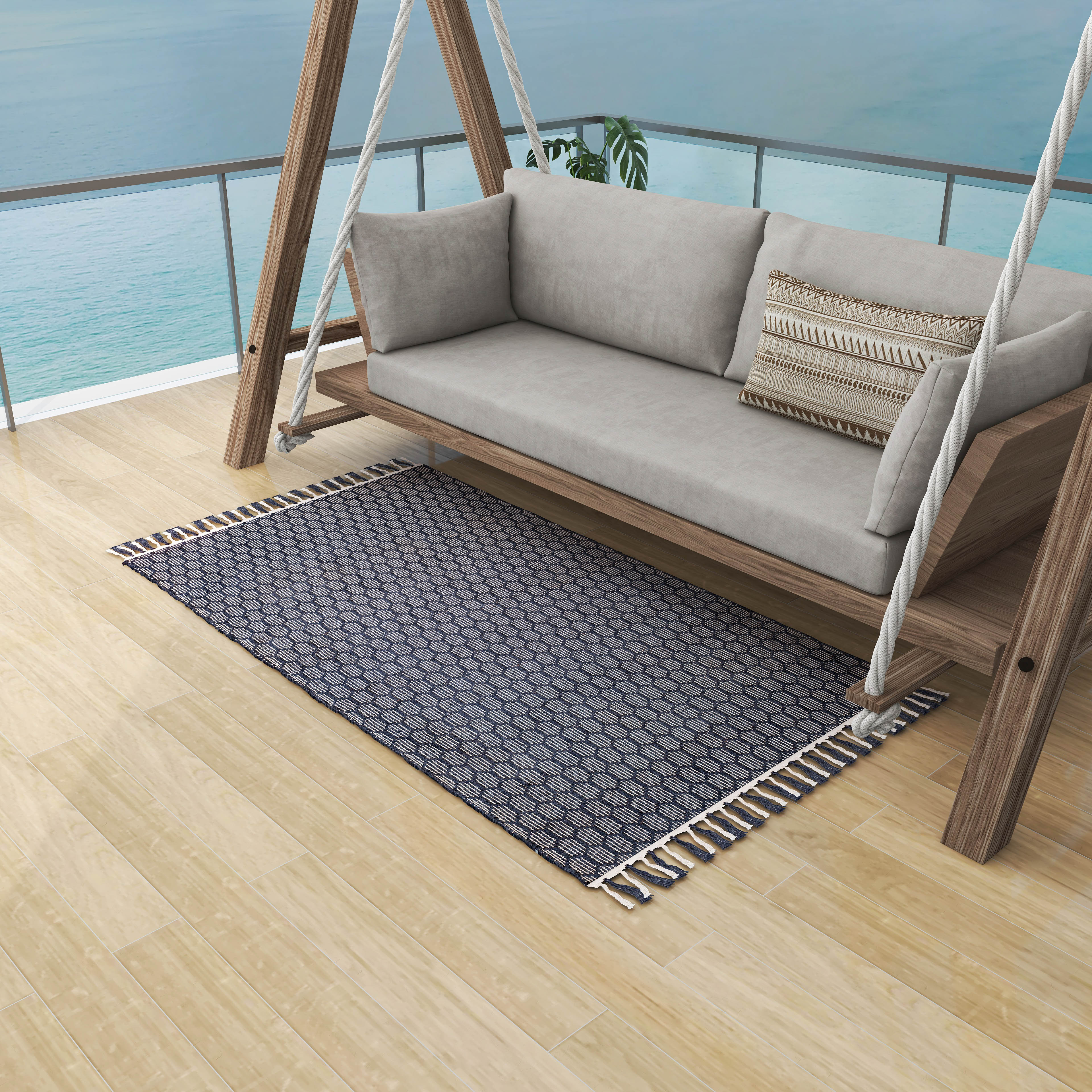 Artisan Black Jute Rug, 3' x 5' Durable Natural Woven Geometric Handcrafted Area Carpet for Living Room, Kitchen, Bedroom, and Dining Room Décor