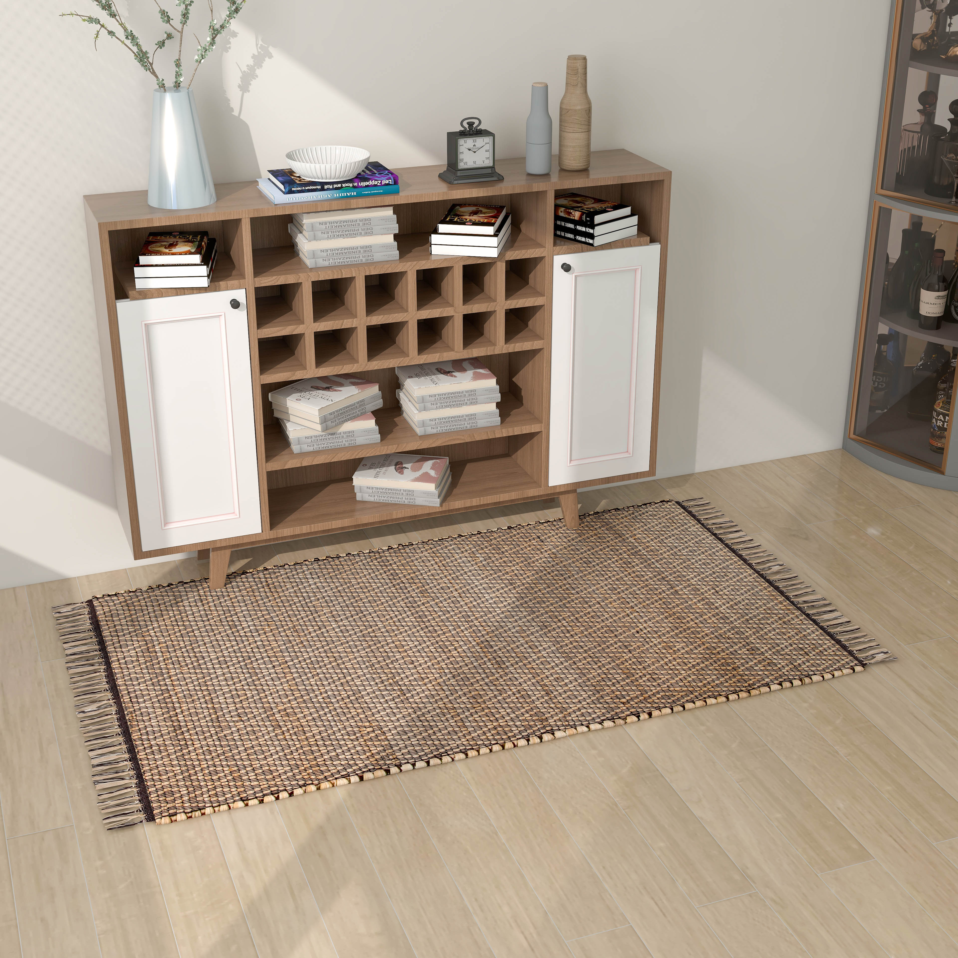 Natural Jute Area Rug, 3'x5' – Handwoven Premium Accent Carpet for Living Room, Bedroom, Kitchen, and Dining – Durable Farmhouse Style Décor