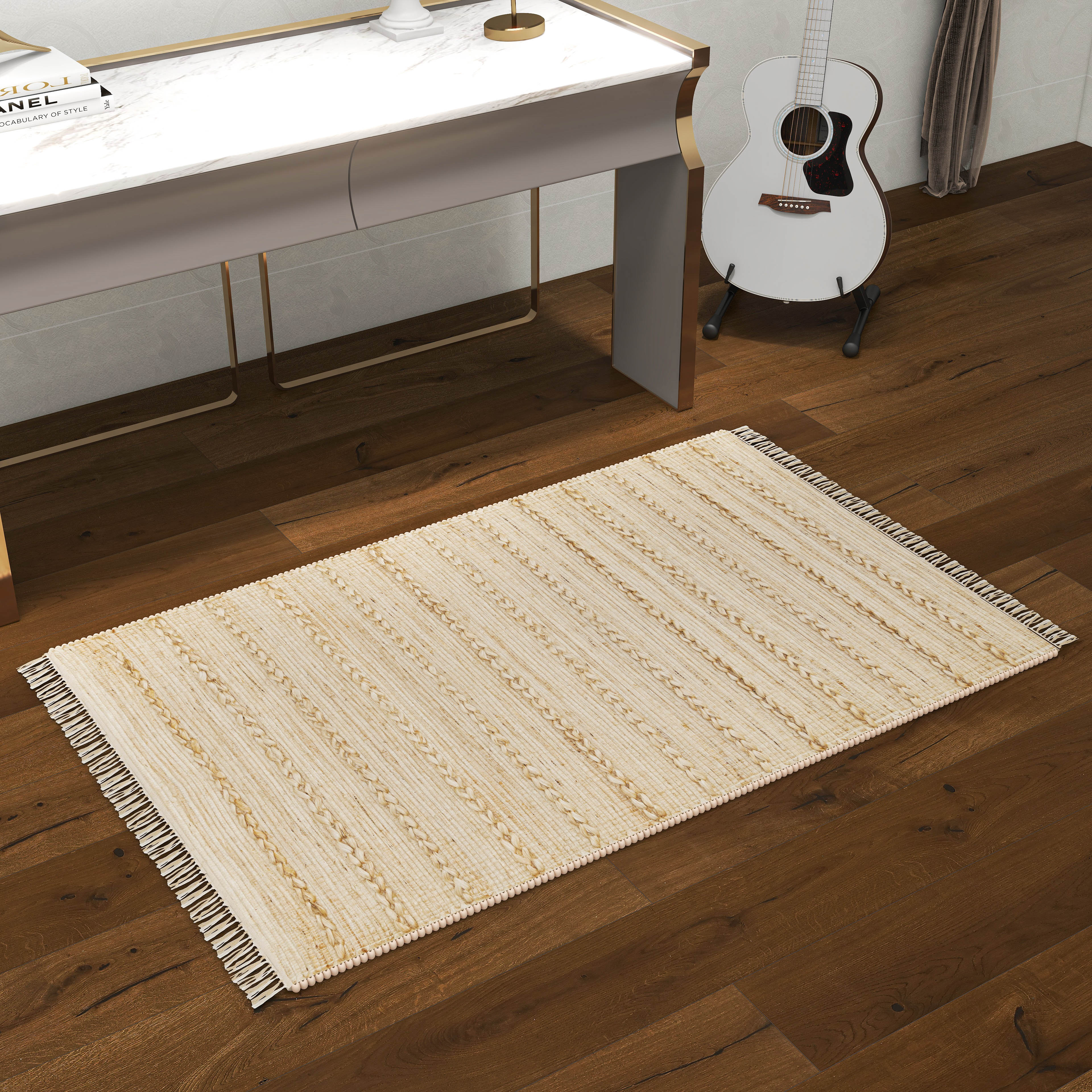 Natural Handwoven Jute Rug, 3'x5' Bohemian Traditional Accent Carpet – Premium Durable Indoor Area Rug for Living Room, Bedroom, Kitchen, and Dining Décor