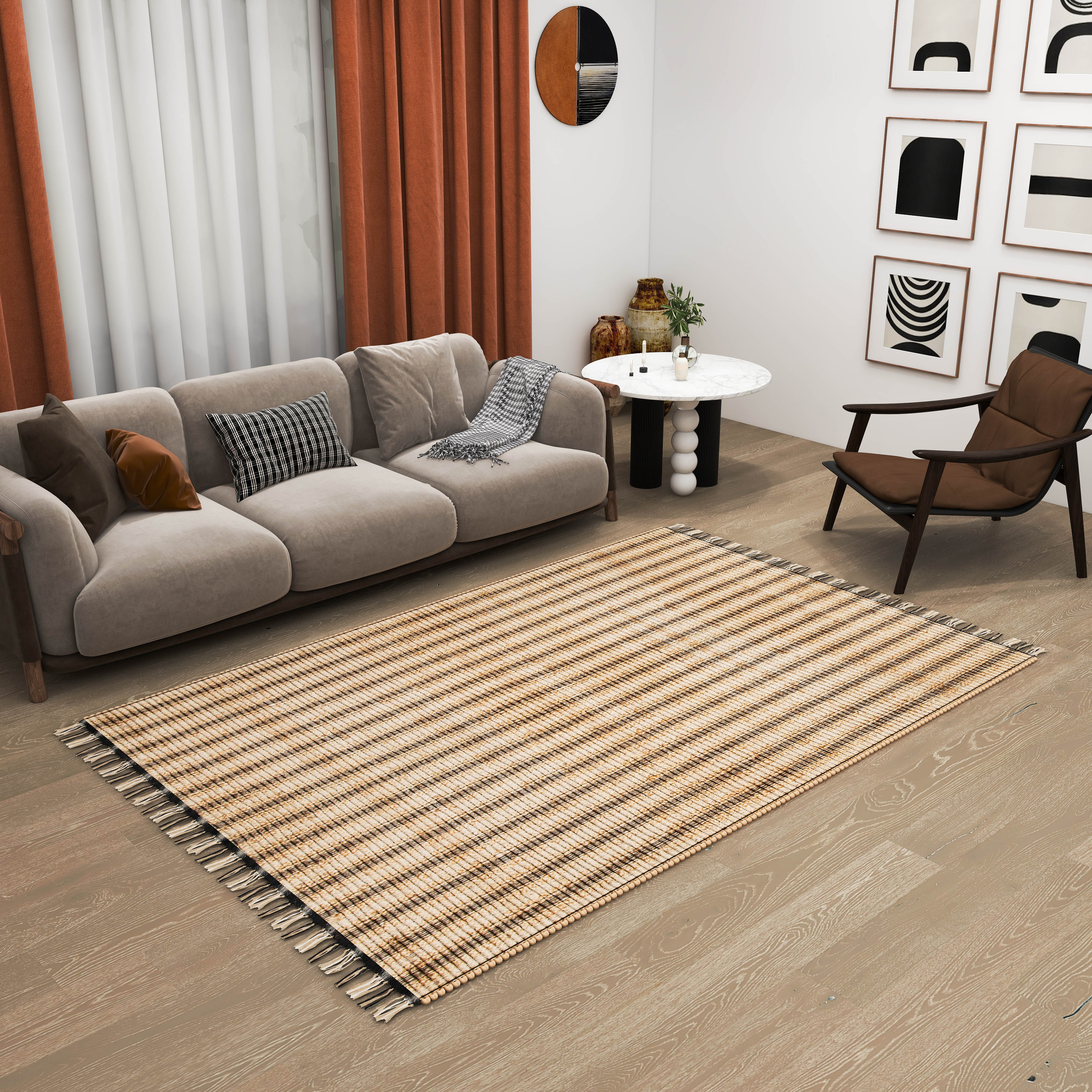 Eco Crave Jute Area Rug, 6'x9' Handwoven Braided Natural Fiber Carpet – Durable 0.5-Inch Thick Rug for Living Room, Bedroom, Kitchen, Dining, and Farmhouse Décor