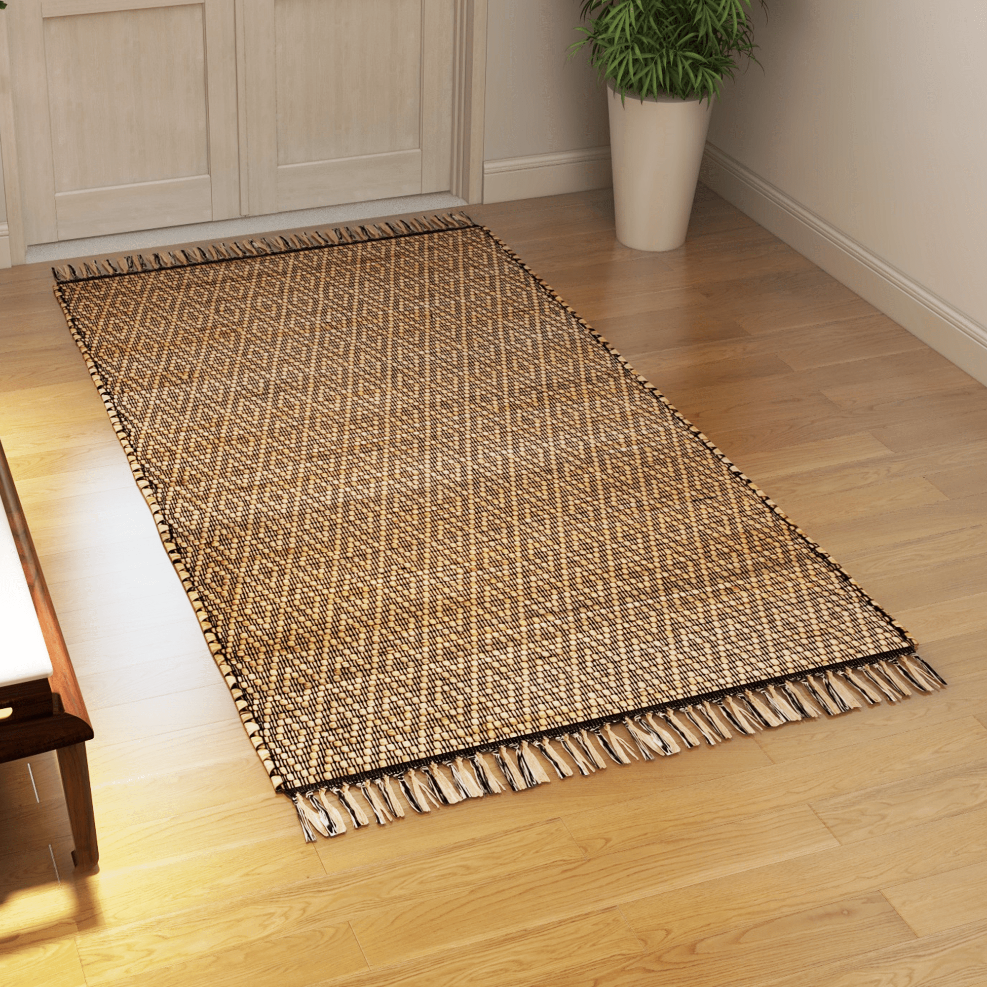 Natural Jute Area Rug, 4'x6' – Handwoven Premium Accent Carpet for Living Room, Bedroom, Kitchen, and Dining – Durable Farmhouse Style Décor