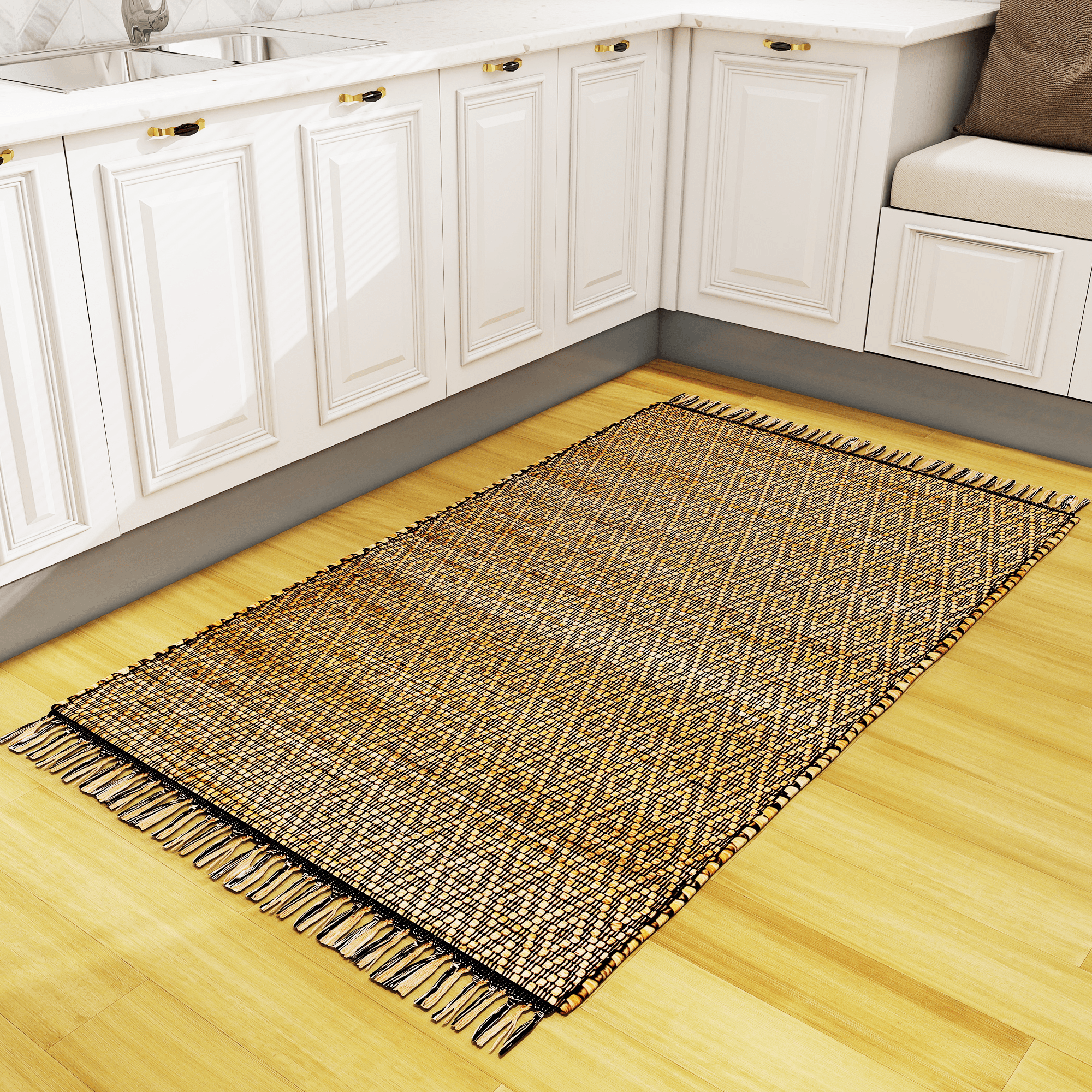 Natural Jute Area Rug, 4'x6' – Handwoven Premium Accent Carpet for Living Room, Bedroom, Kitchen, and Dining – Durable Farmhouse Style Décor