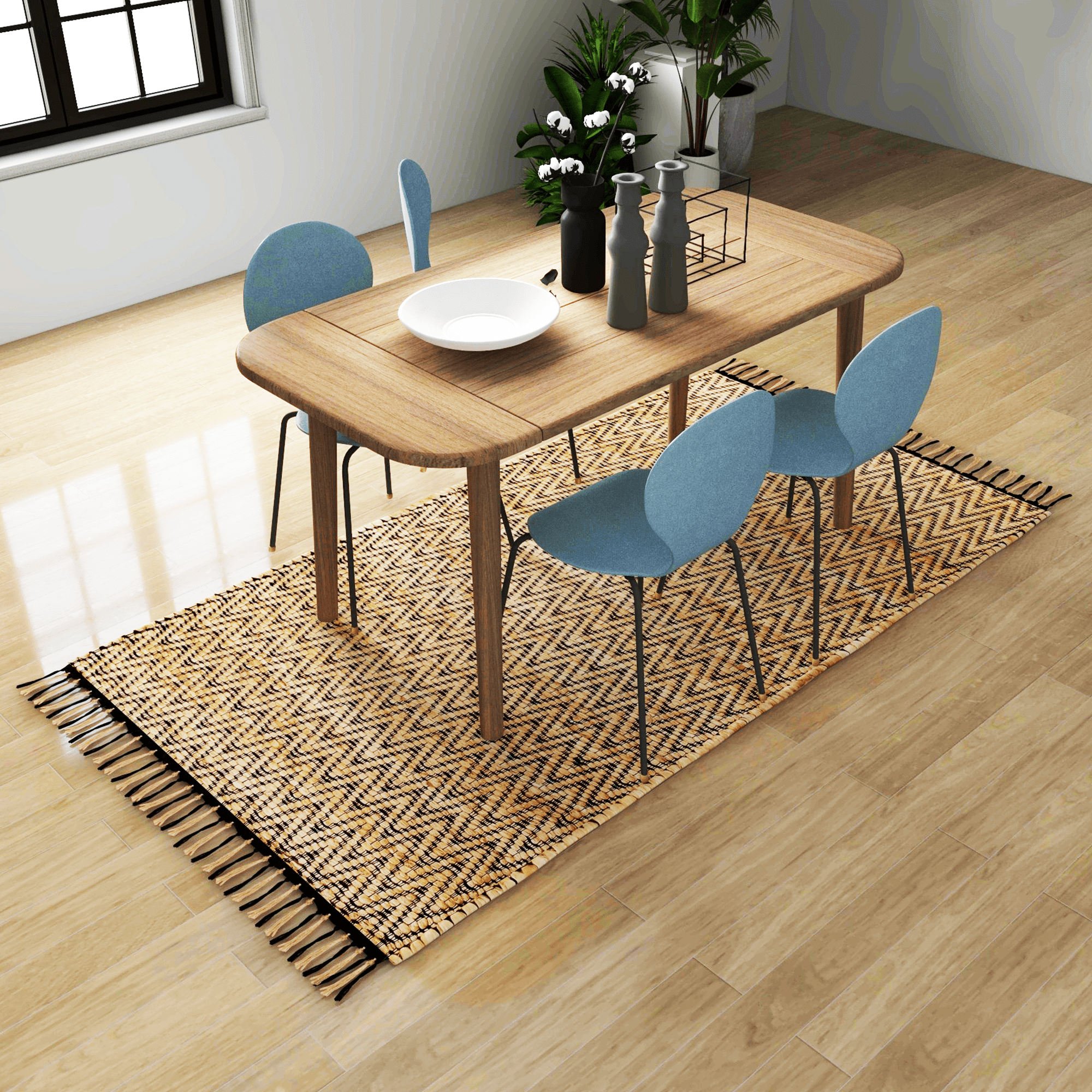 4x6 Ft Natural Jute Rug – Handwoven Vintage Modern Accent Carpet for Bedroom, Entryway, Living Room, Dining Room, Kitchen, and Office Décor