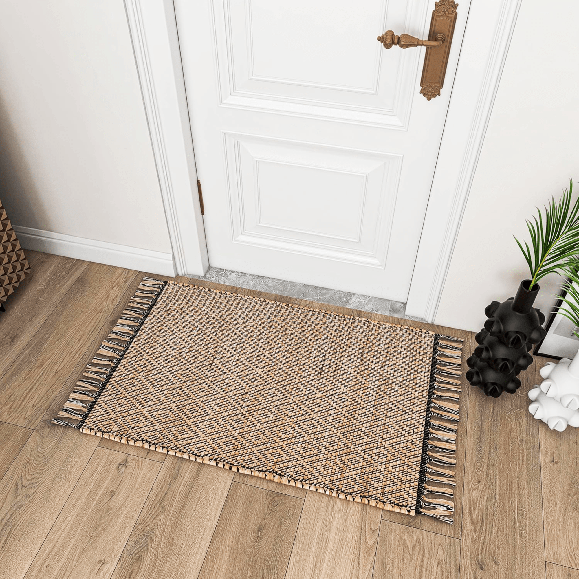 Eco Crave Jute Rug, 2'x3' – Natural Handwoven Low-Pile Area Carpet for Entryway, Kitchen, and Bathroom – Premium Modern Indoor Décor Accent