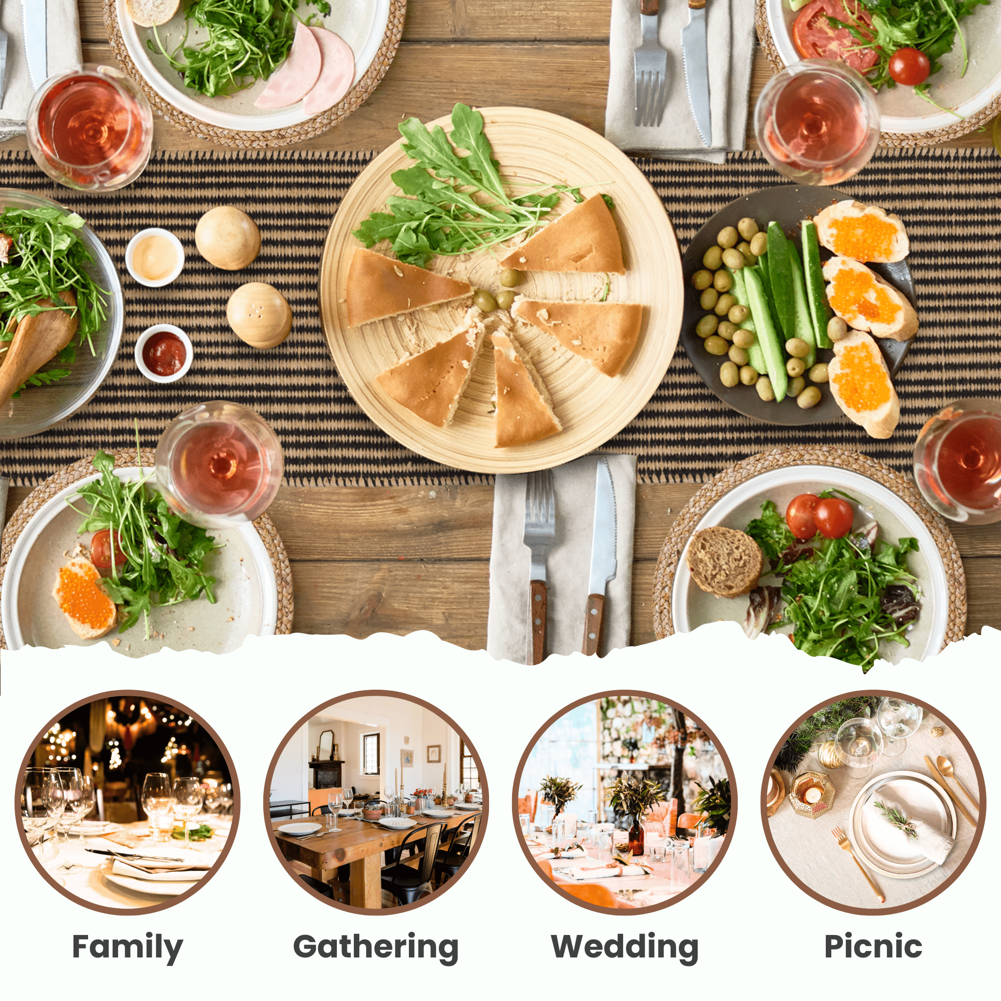 Eco Crave Natural Jute Table Runner 12x55 Inch – Hand Woven Rustic Farmhouse Dining Table Decor, 0.25 Inch Thick Eco Friendly Boho Burlap Style Runner for Kitchen Wedding Party Holiday Use
