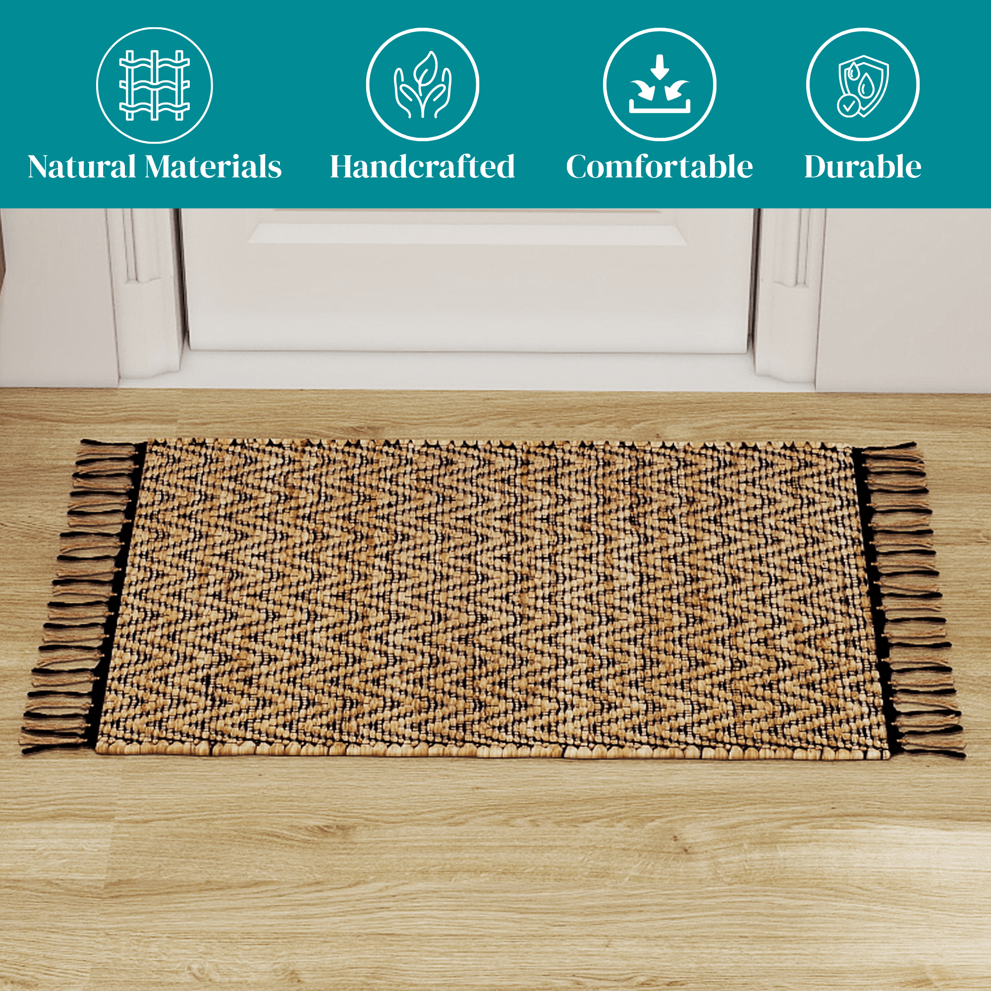 2x3 Ft Natural Handwoven Jute Rug – Premium Vintage Modern Farmhouse-Style Area Carpet for Living Room, Bedroom, Kitchen, and Entryway Décor