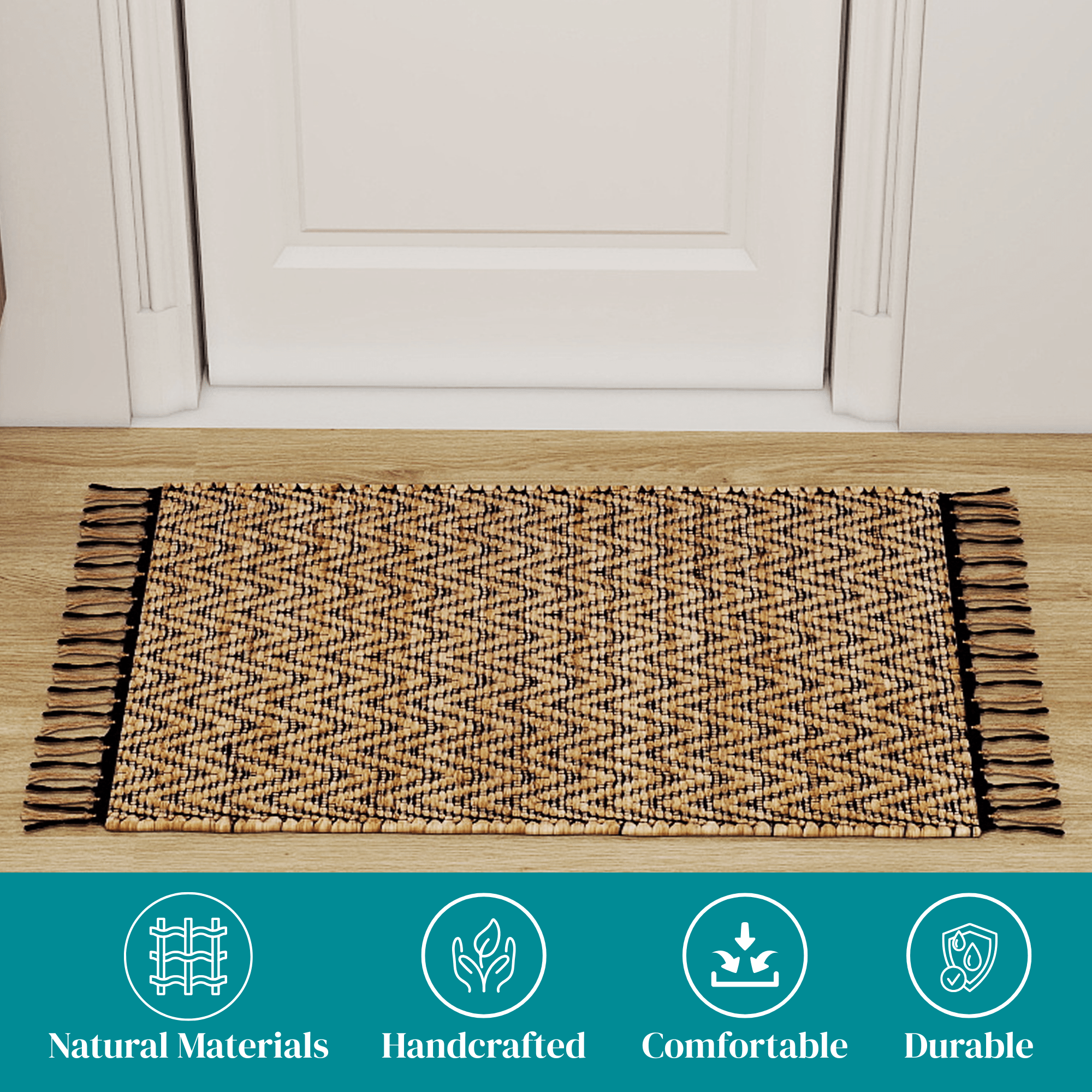 2x3 Ft Natural Handwoven Jute Rug – Premium Vintage Modern Farmhouse-Style Area Carpet for Living Room, Bedroom, Kitchen, and Entryway Décor
