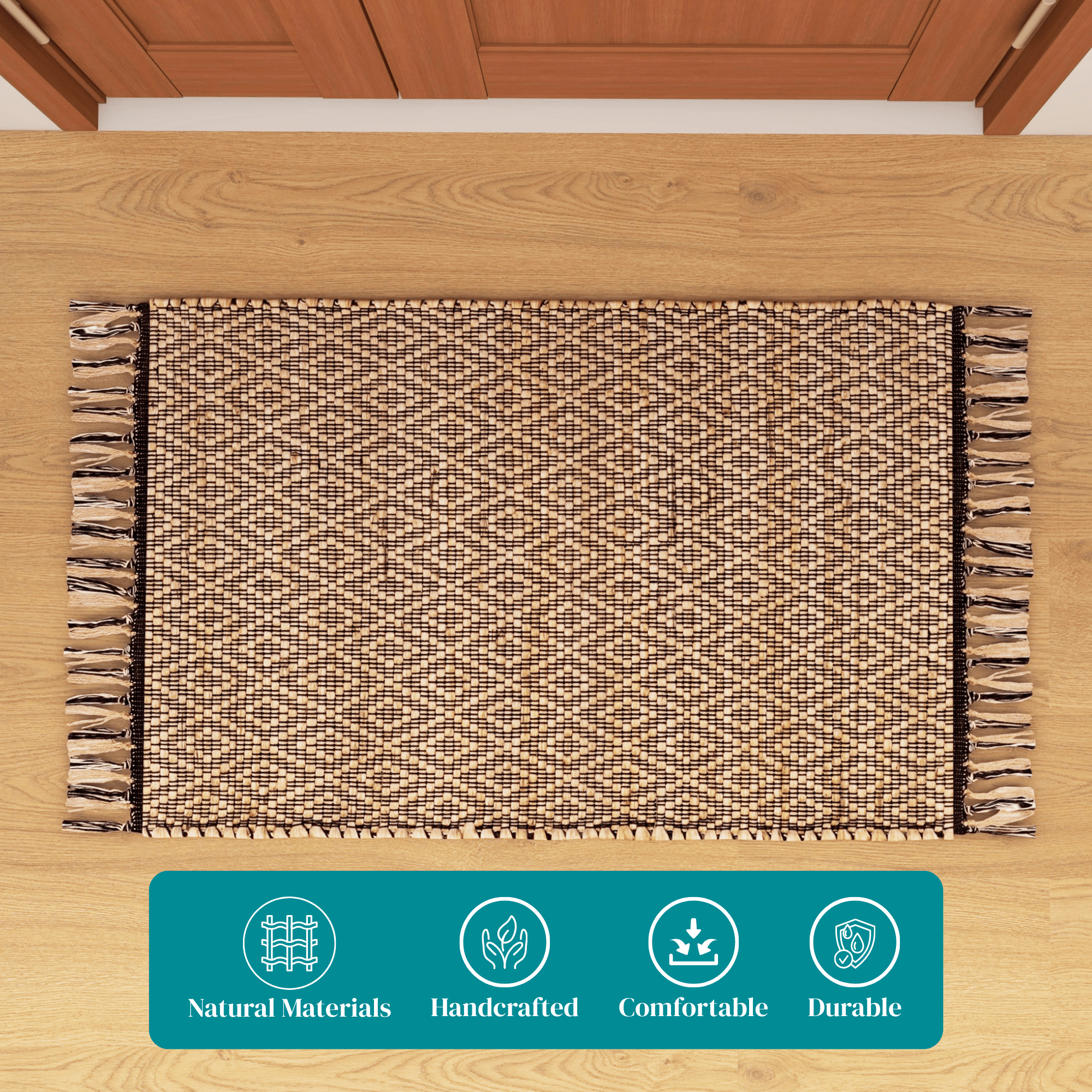 Eco Crave Jute Rug, 2'x3' – Natural Handwoven Low-Pile Area Carpet for Entryway, Kitchen, and Bathroom – Premium Modern Indoor Décor Accent