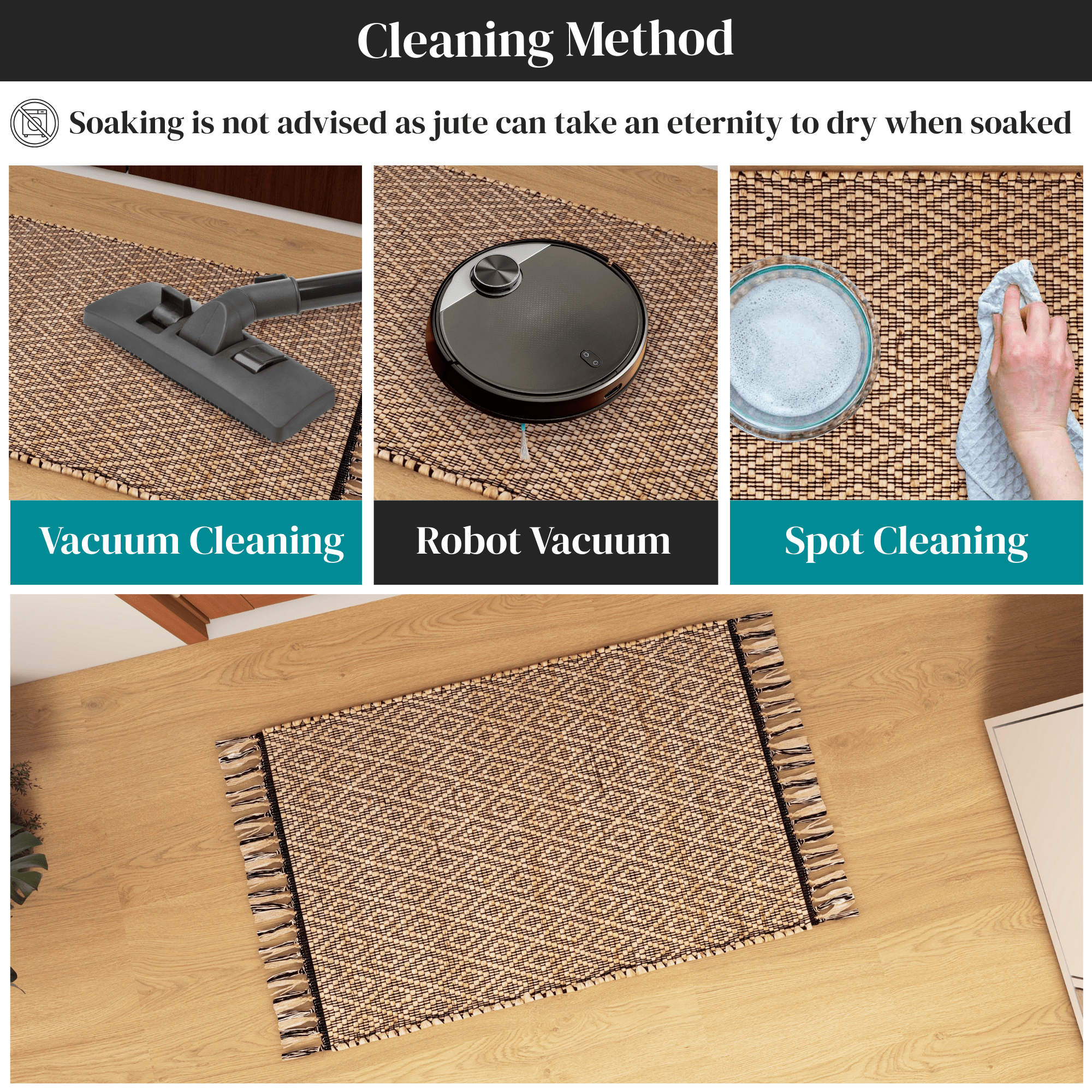 Eco Crave Jute Rug, 2'x3' – Natural Handwoven Low-Pile Area Carpet for Entryway, Kitchen, and Bathroom – Premium Modern Indoor Décor Accent