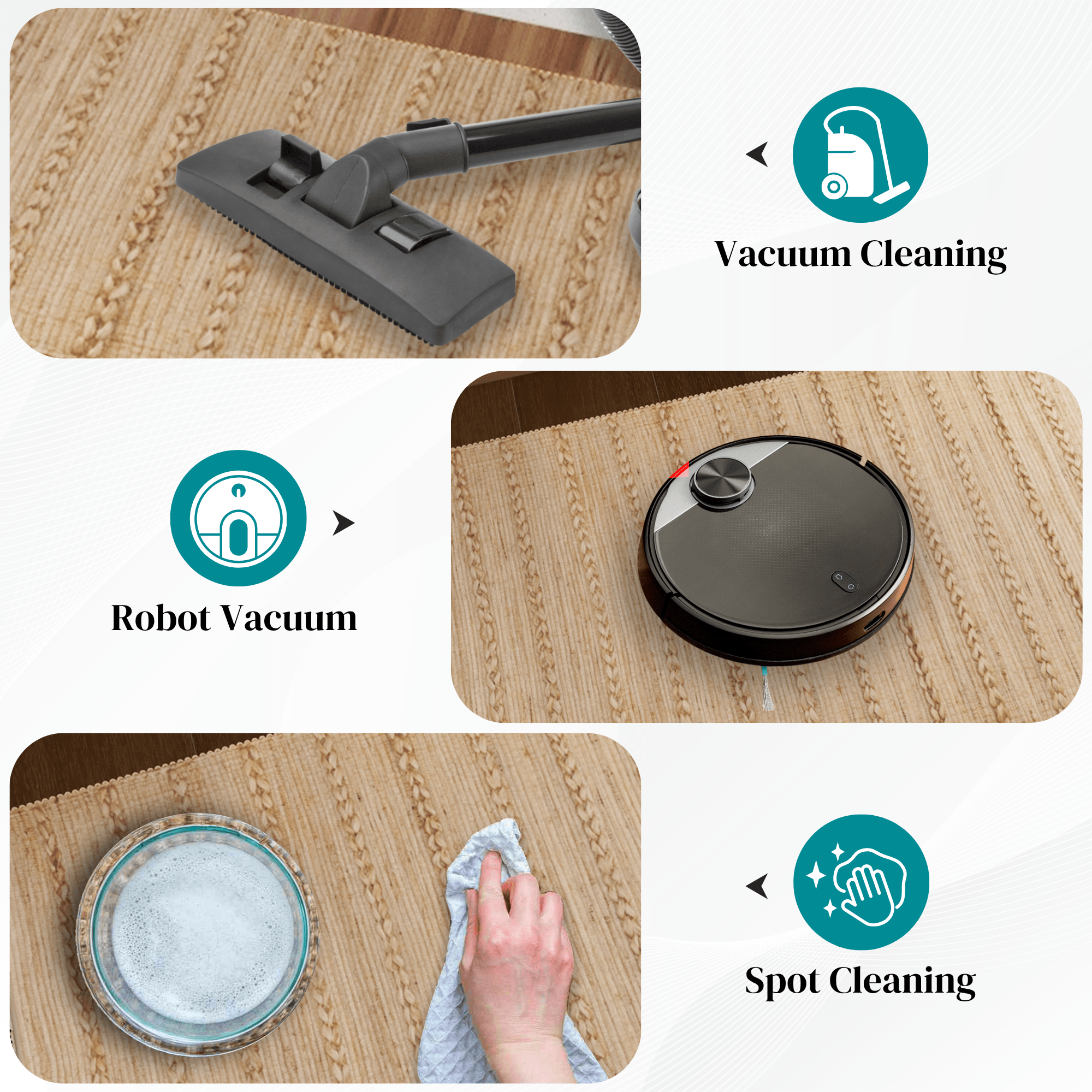 Handwoven Jute Area Rug, 5'x8' Natural Bohemian Eco-Friendly Indoor Carpet – 0.5-Inch Thick Durable Rug for Living Room, Bedroom, and Farmhouse Décor