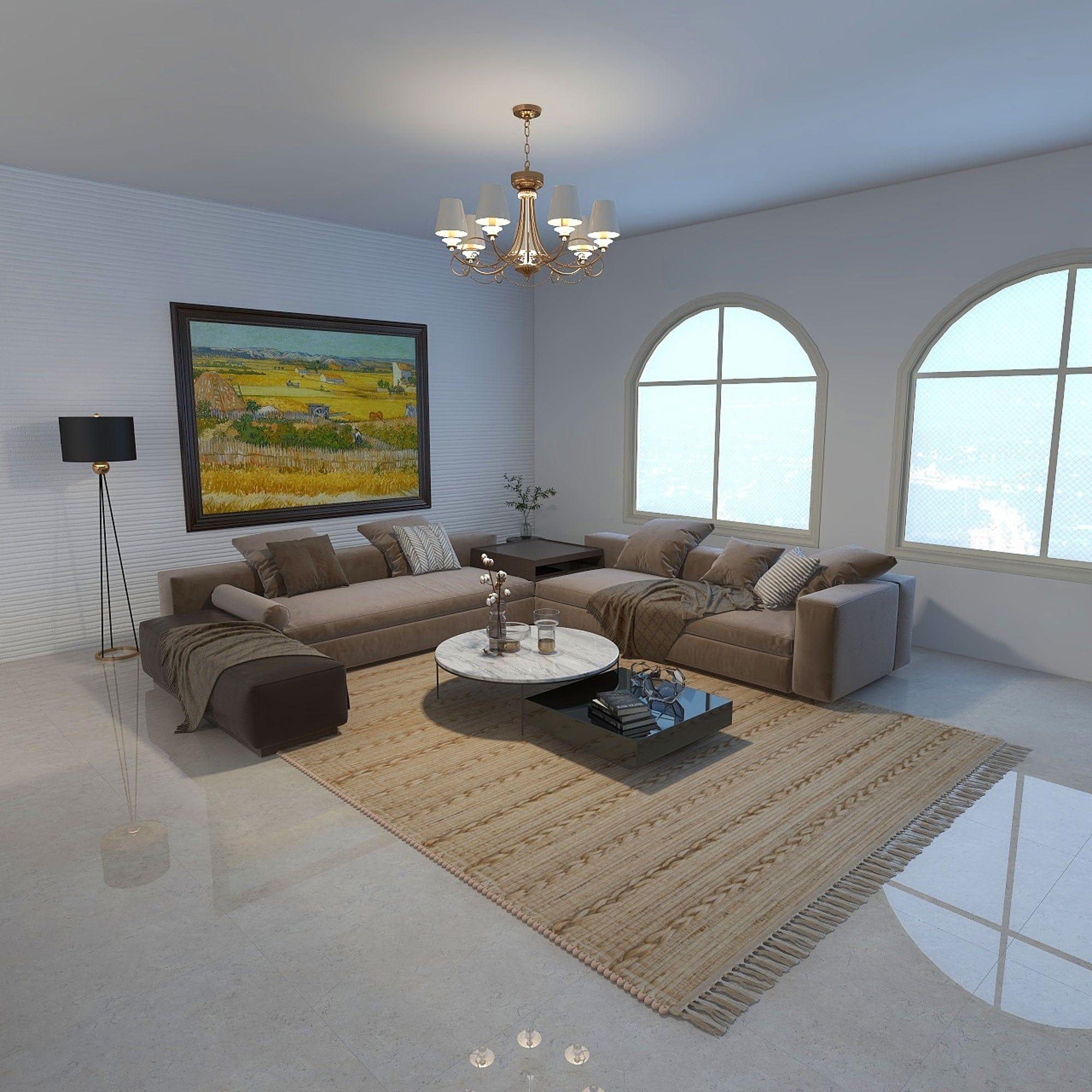 Large area rug on a classic living room