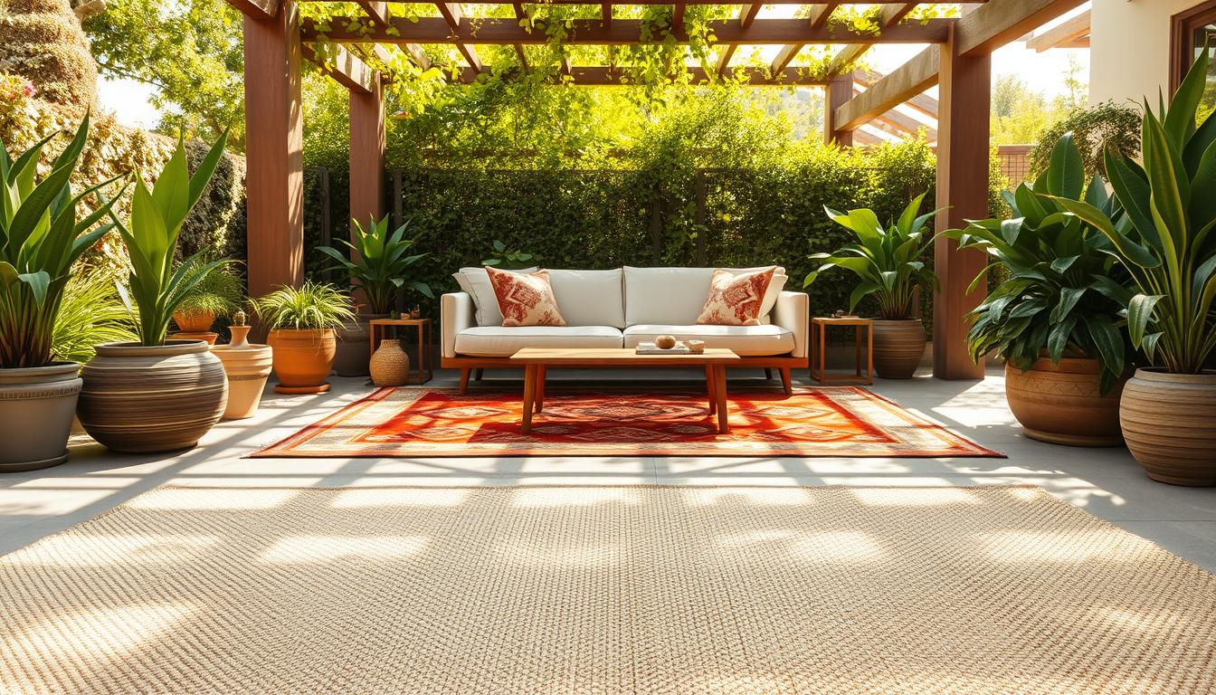Outdoor rug layering