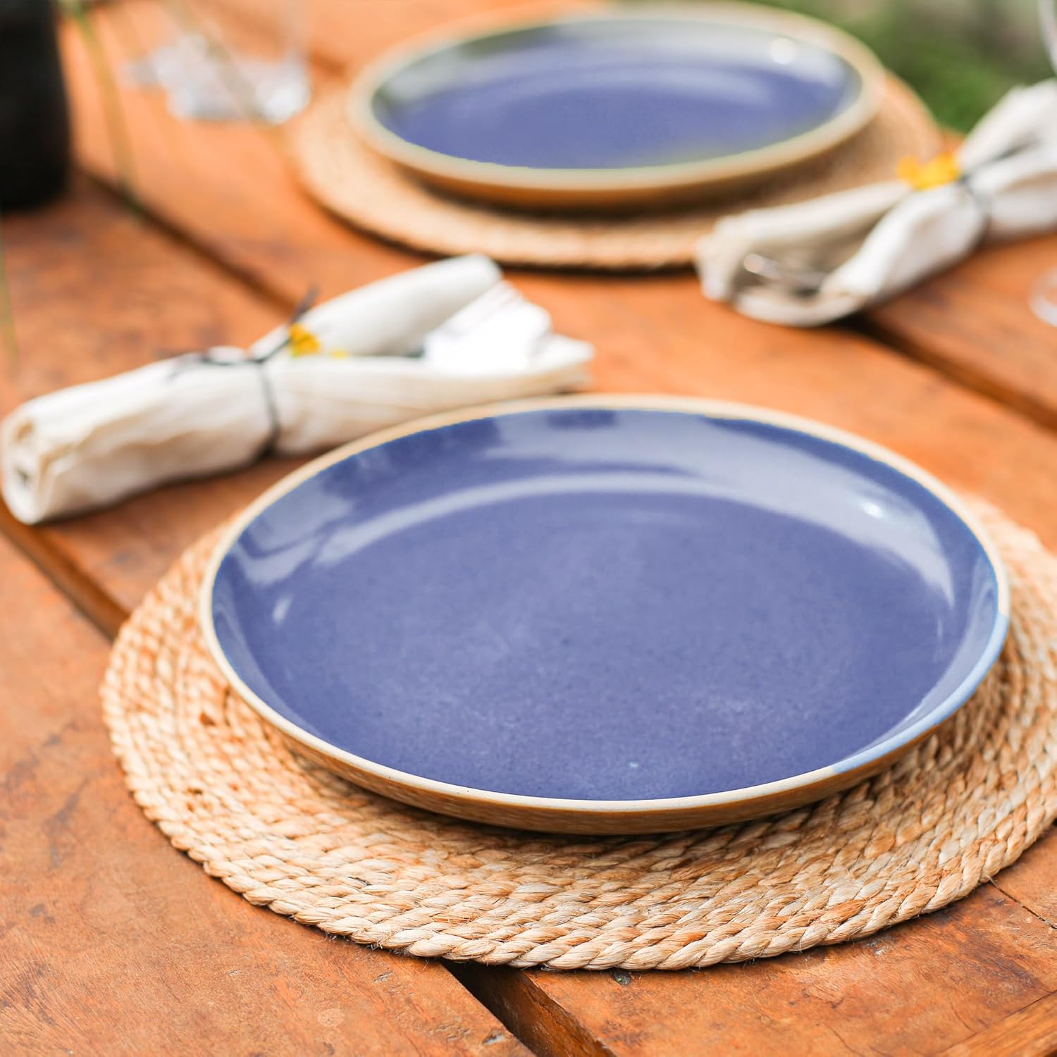Eco-Crave Round Jute Rope Placemats Set of 8 – 100% Handmade 13" Woven Table Mats, Rustic Boho Farmhouse Style, Braided Jute Chargers for Dining & Kitchen Decor