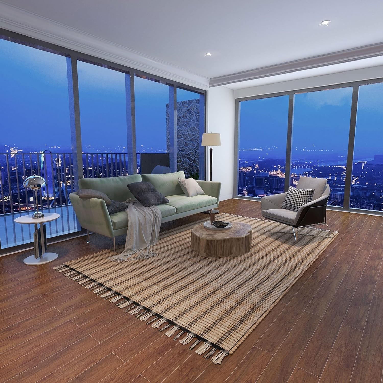 Natural Jute Area Rug, 8'x10' – Vintage Modern Classic Handwoven Indoor Carpet – 0.5-Inch Thick Premium Home Décor for Living Room, Bedroom, Dining, and Kitchen