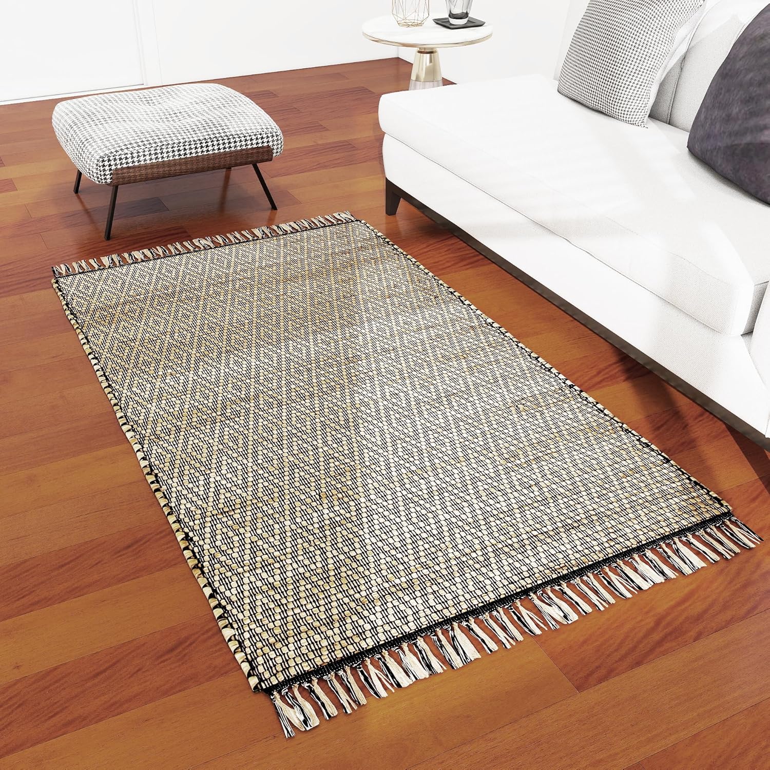 Natural Jute Area Rug, 4'x6' – Handwoven Premium Accent Carpet for Living Room, Bedroom, Kitchen, and Dining – Durable Farmhouse Style Décor