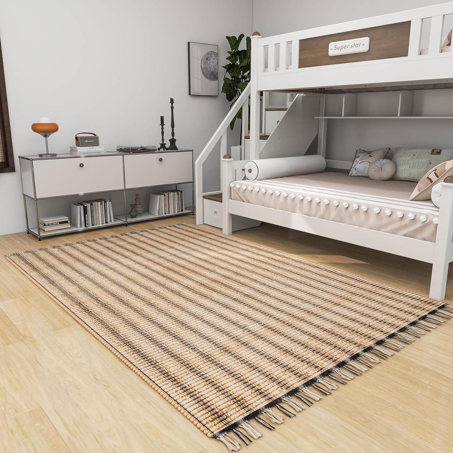 6x9 Jute Rug – Woven Stripe, Rustic Elegance, 20% OFF