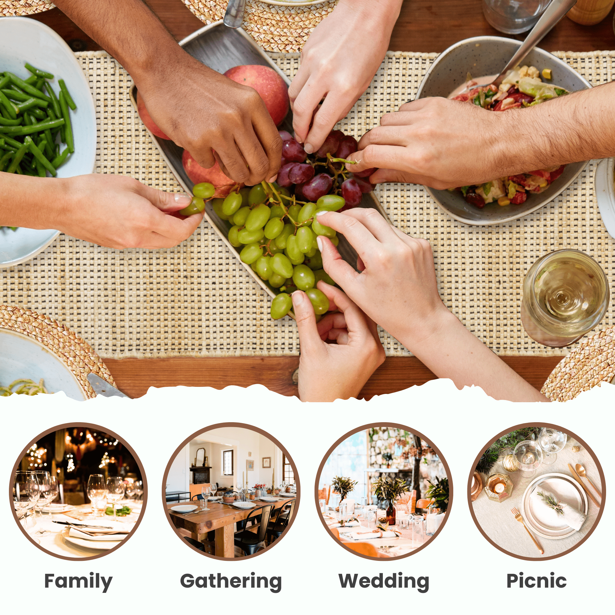 Eco Crave Natural Jute Table Runner 12x55 Inch – Hand Woven Rustic Farmhouse Dining Table Decor, 0.25 Inch Thick Eco Friendly Boho Burlap Style Runner for Kitchen Wedding Party Holiday Use
