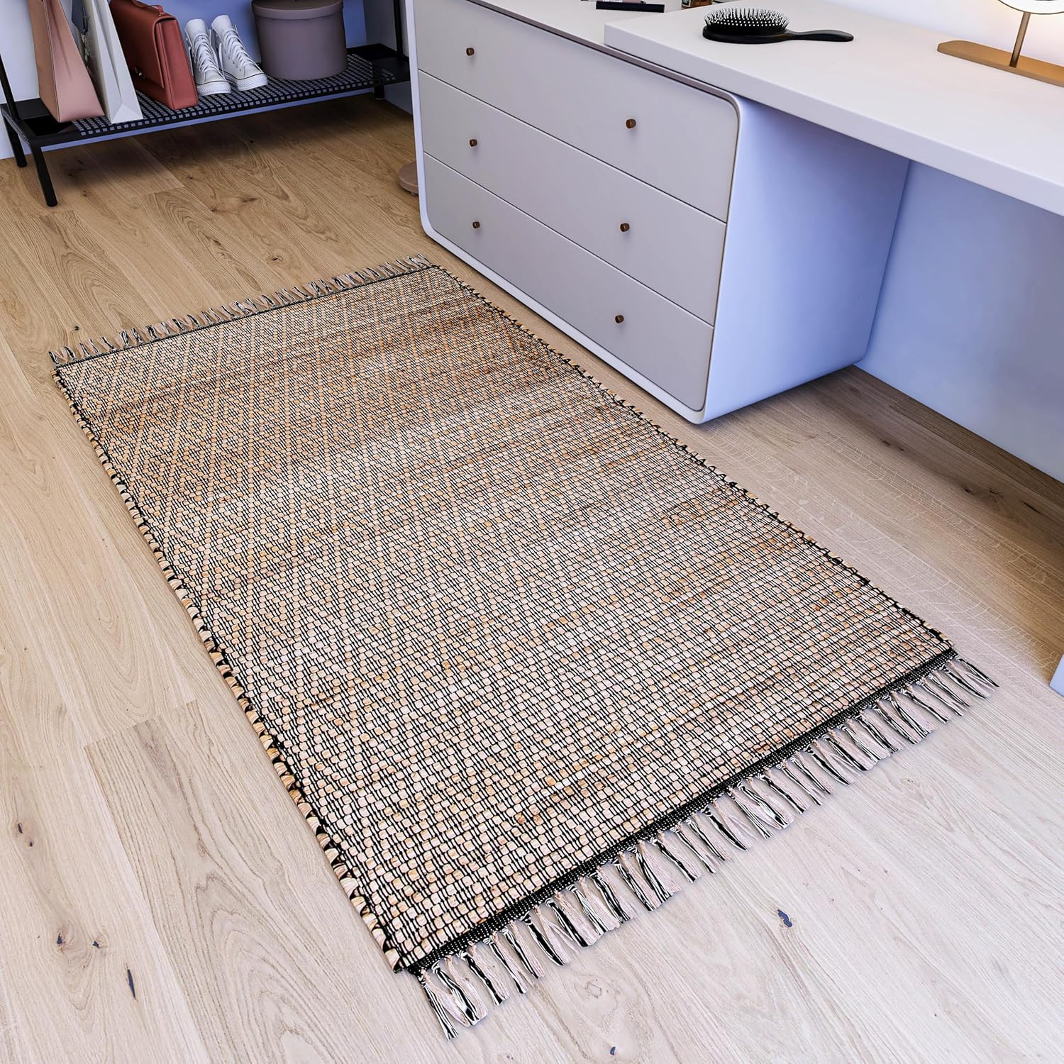 Natural Jute Area Rug, 4'x6' – Handwoven Premium Accent Carpet for Living Room, Bedroom, Kitchen, and Dining – Durable Farmhouse Style Décor