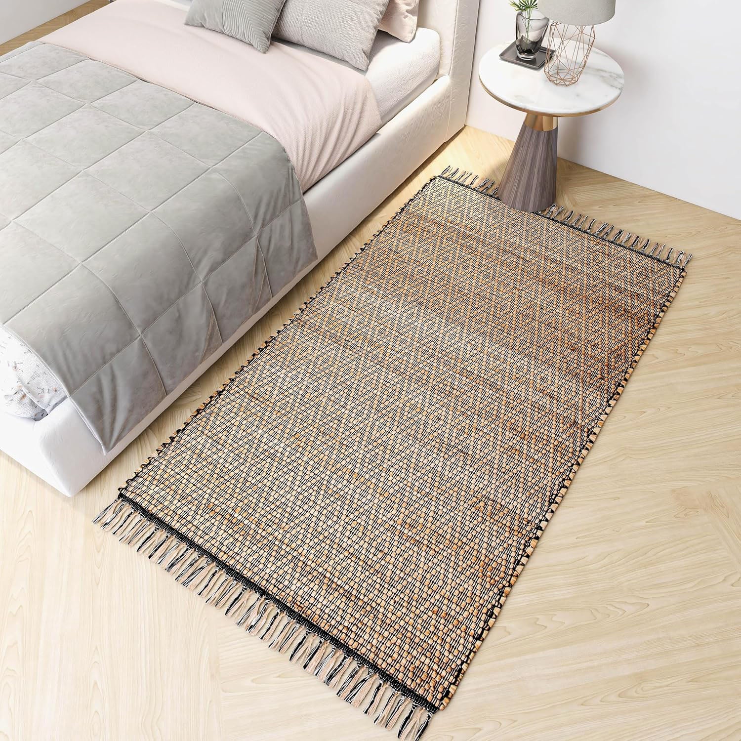 Natural Jute Area Rug, 4'x6' – Handwoven Premium Accent Carpet for Living Room, Bedroom, Kitchen, and Dining – Durable Farmhouse Style Décor