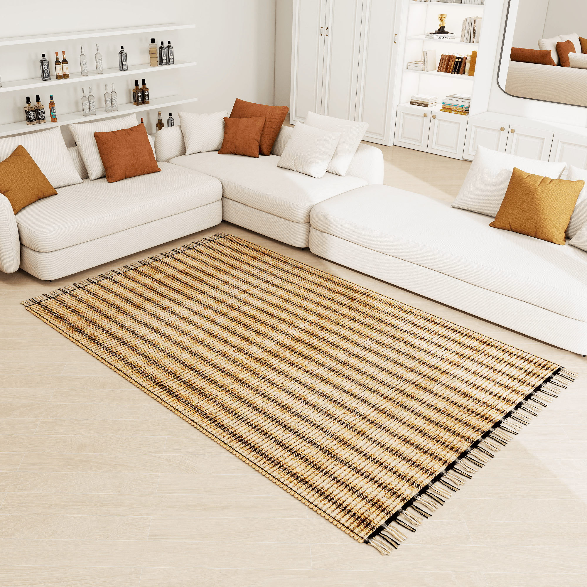 6x9 Jute Rug – Woven Stripe, Rustic Elegance, 20% OFF