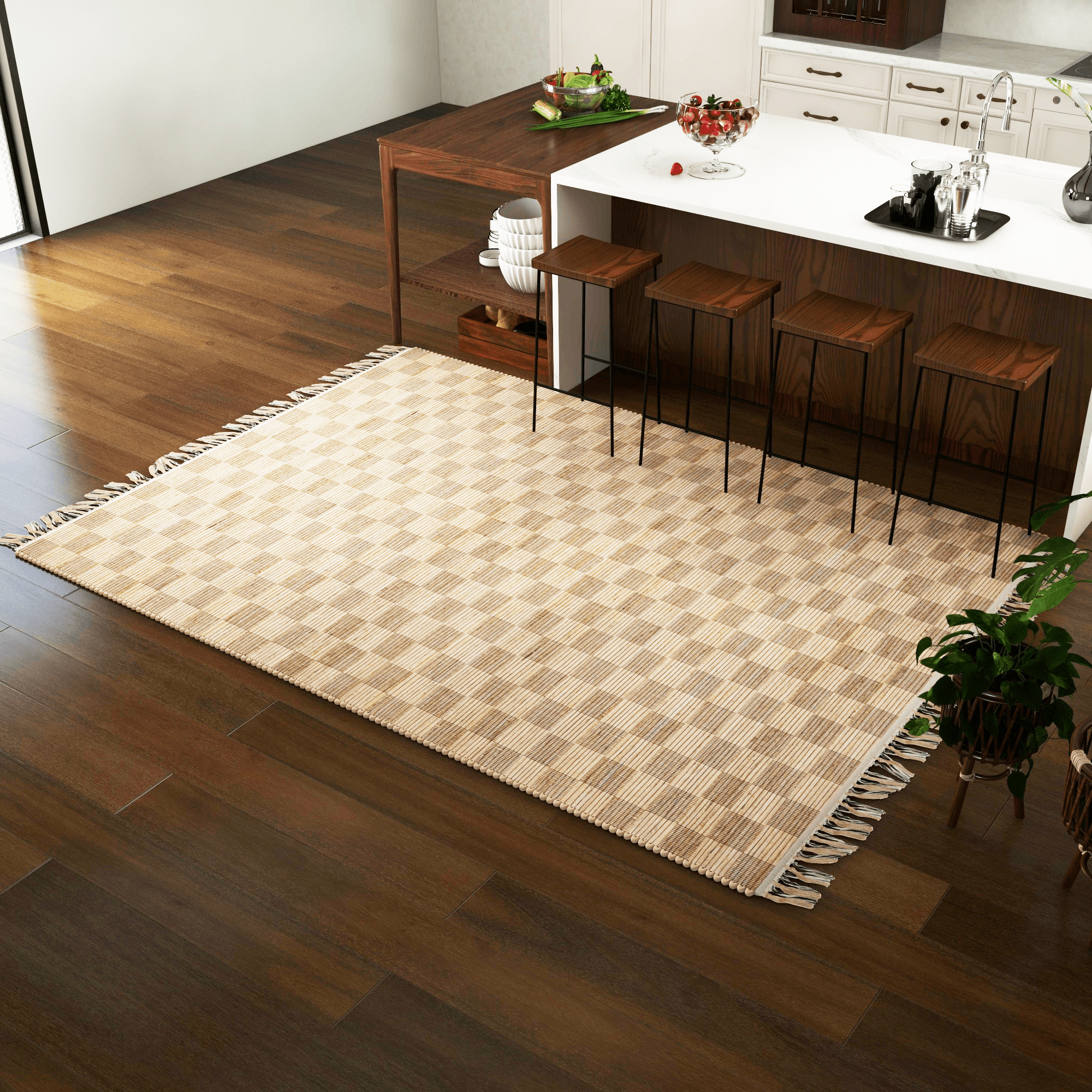 Handwoven Natural Jute Geometric Area Rug, 9'x12' – Premium 0.5-Inch Thick Carpet for Living Room, Bedroom, Dining, Kitchen, and Modern Farmhouse Décor