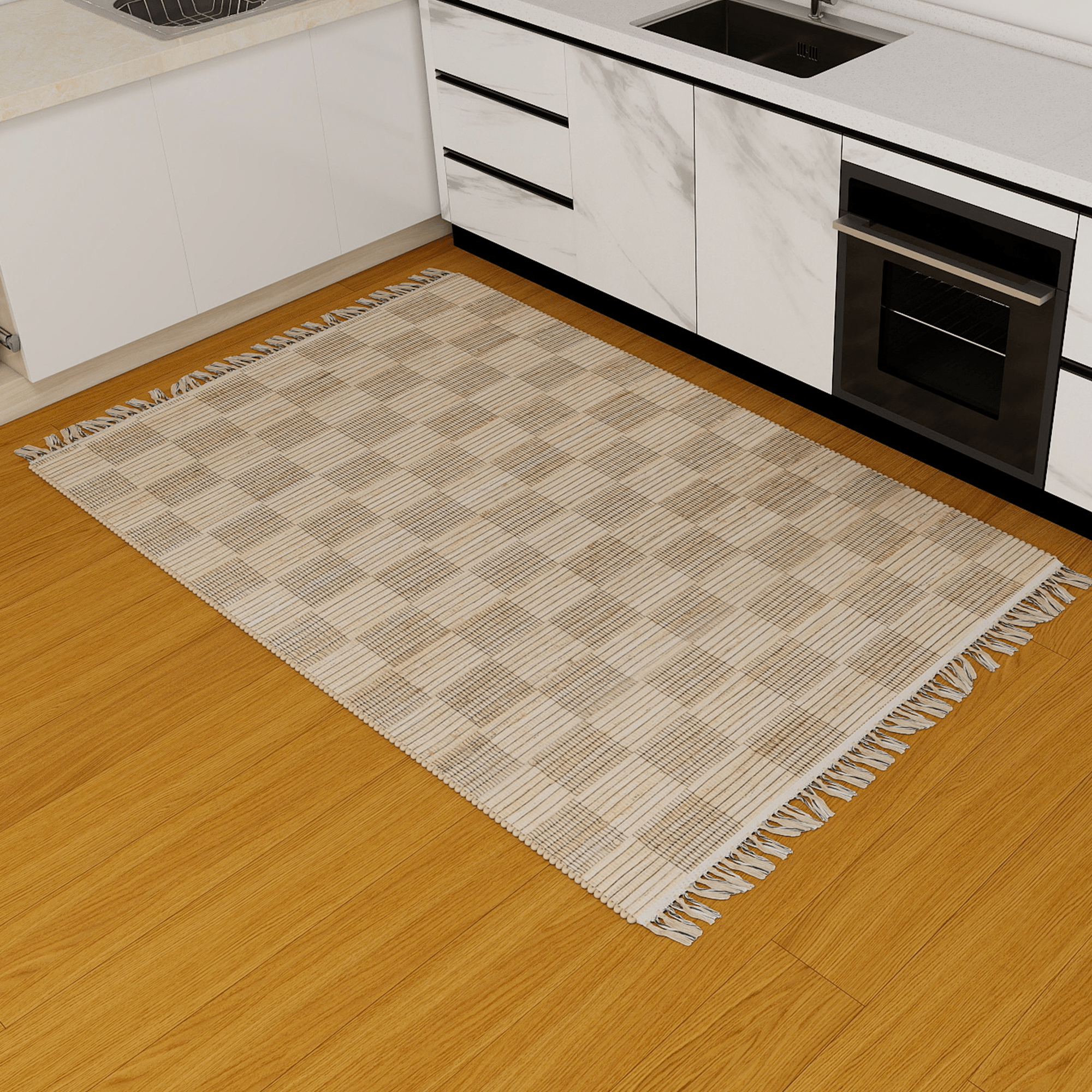 Jute Area Rug 6x9 – Soft Woven Checkerboard, 20% OFF