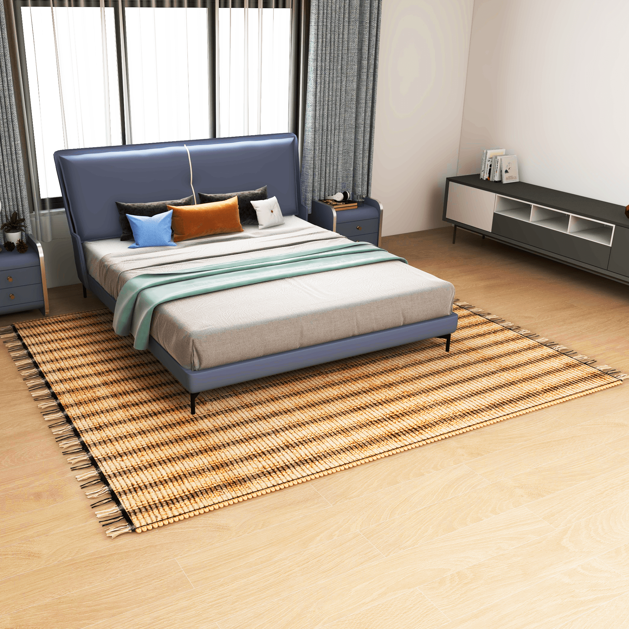 Natural Jute Area Rug, 8'x10' – Vintage Modern Classic Handwoven Indoor Carpet – 0.5-Inch Thick Premium Home Décor for Living Room, Bedroom, Dining, and Kitchen