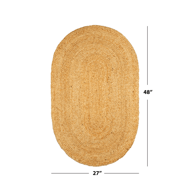 Natural Oval Jute Rug, 2'x4' – Handwoven Boho Farmhouse Carpet for Entryway, Bedroom, Living Room, Kitchen, and Dining Room Décor