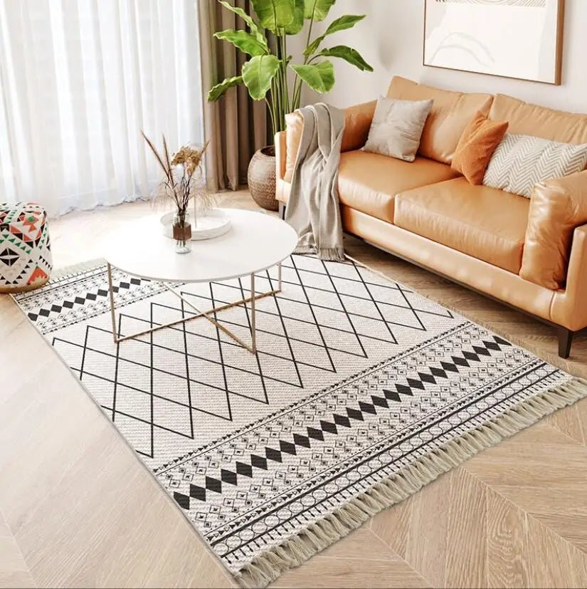 Morocco Hand Woven Cotton Linen Carpet - Nordic Inspired