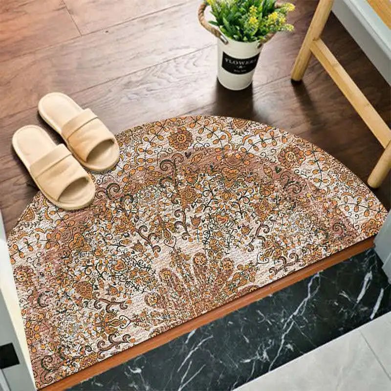 Geometric Semi-circular Anti-Slip Washable Bohemian Mat