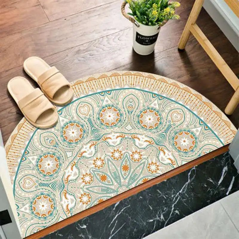 Geometric Semi-circular Anti-Slip Washable Bohemian Mat