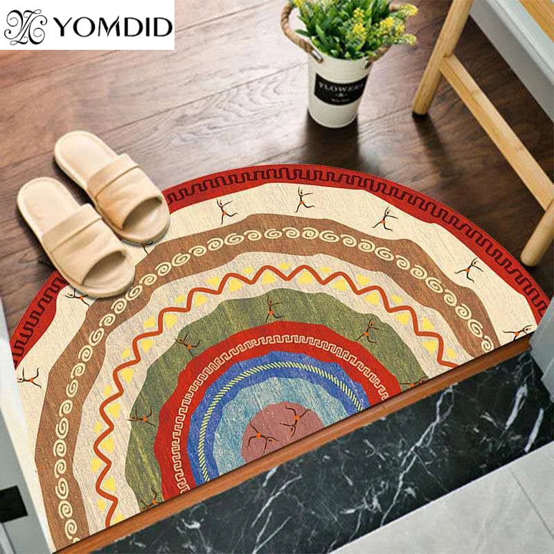 Geometric Semi-circular Anti-Slip Washable Bohemian Mat