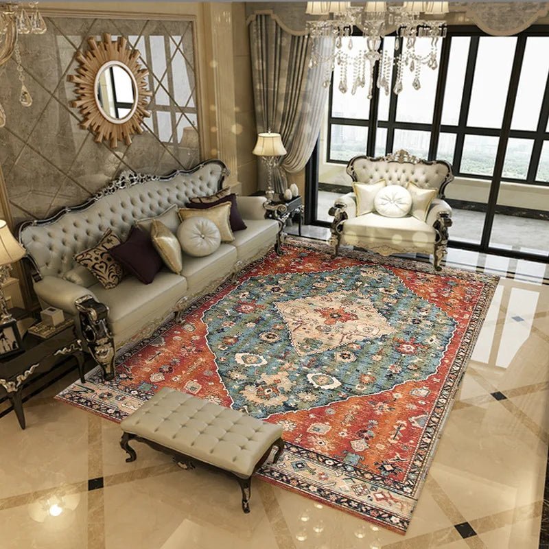 Ethnic Bohemian Style Retro Living Room Rug - Machine Washable