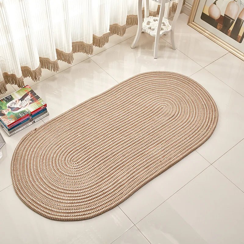 Vintage Handmade Oval Woven Rugs for Bedroom Living Room