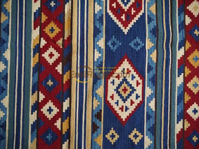 Bohemian Mediterranean Style hand- woven wool carpets