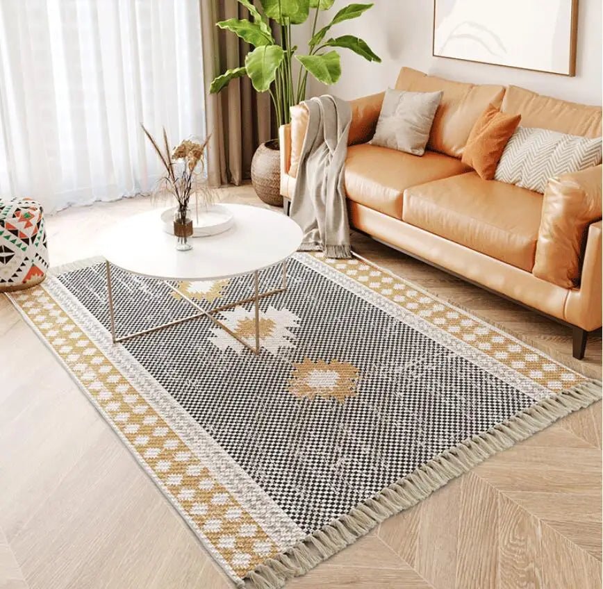 Morocco Hand Woven Cotton Linen Carpet - Nordic Inspired